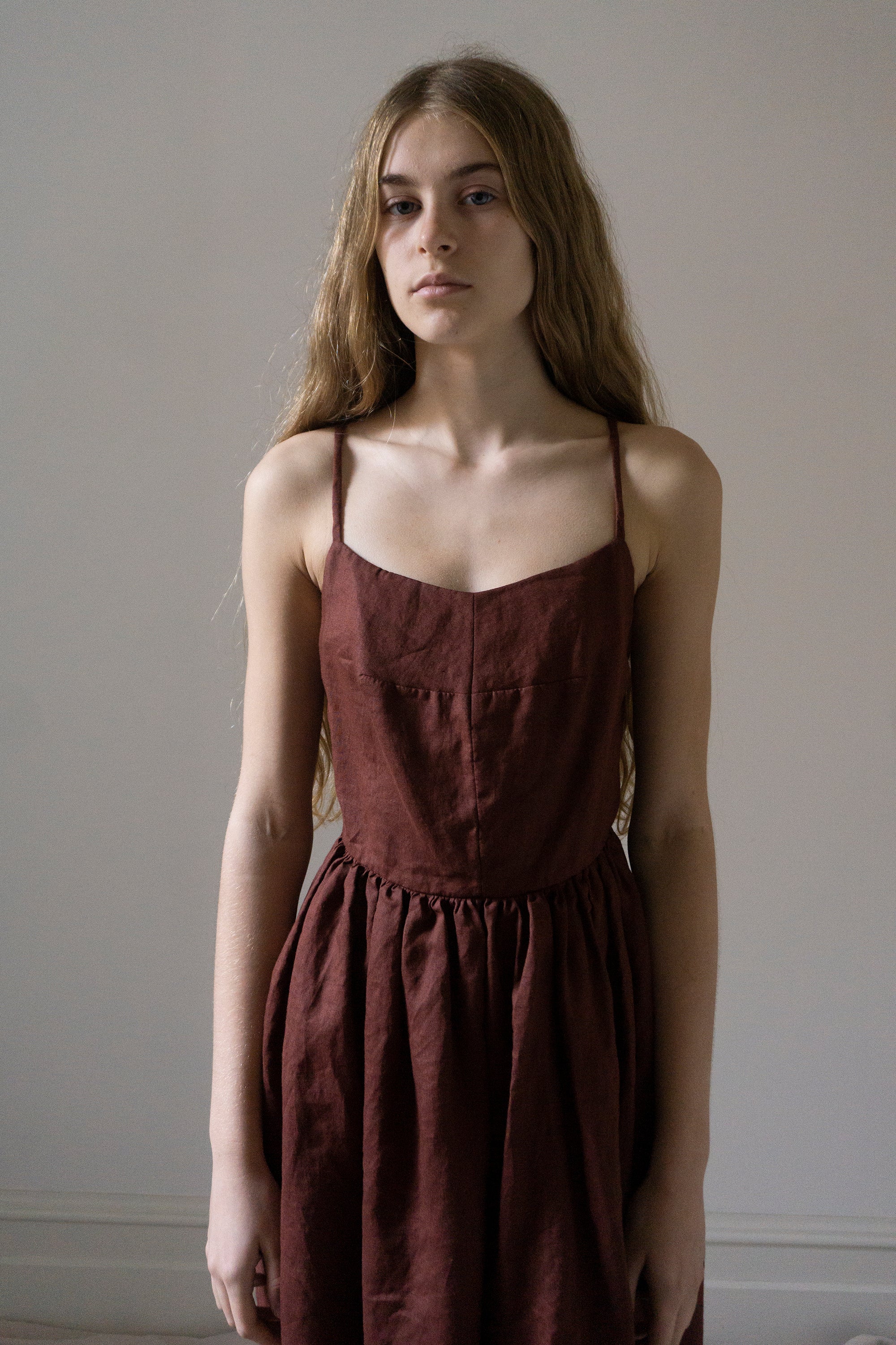 Mathilde Linen Dress - Dark Pomegranate