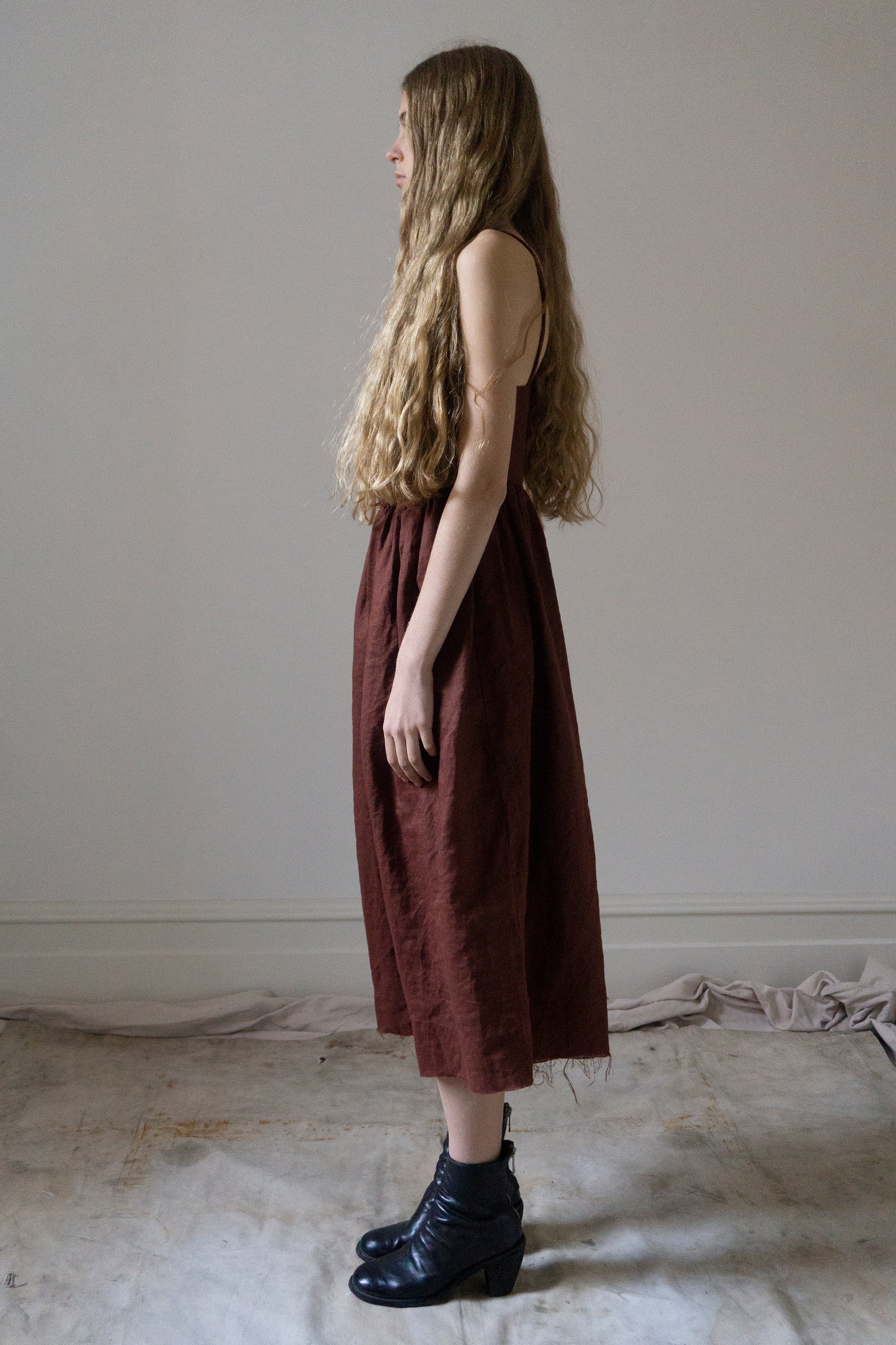 Mathilde Linen Dress - Dark Pomegranate
