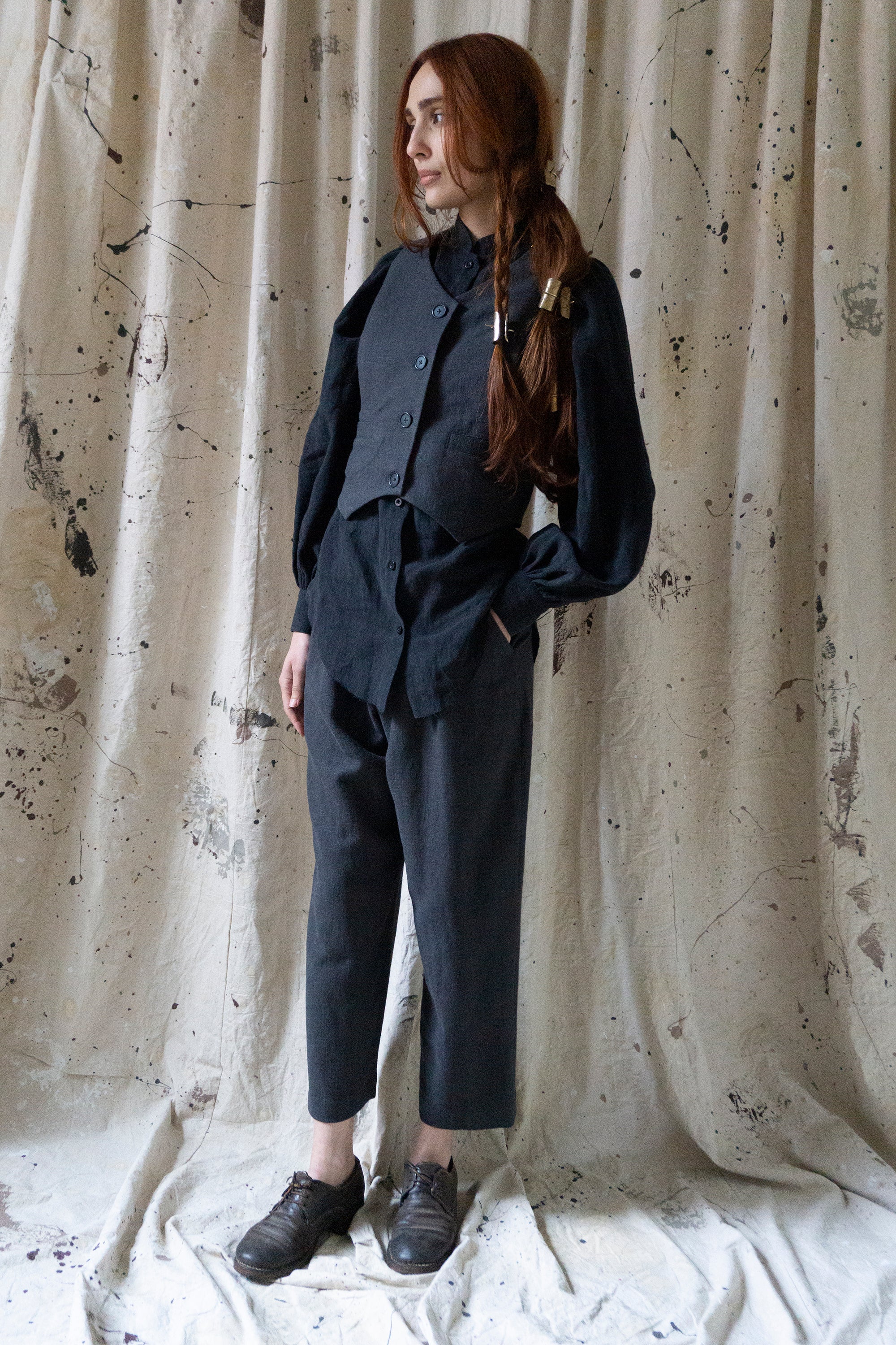 Ollie Linen Waistcoat - Grey