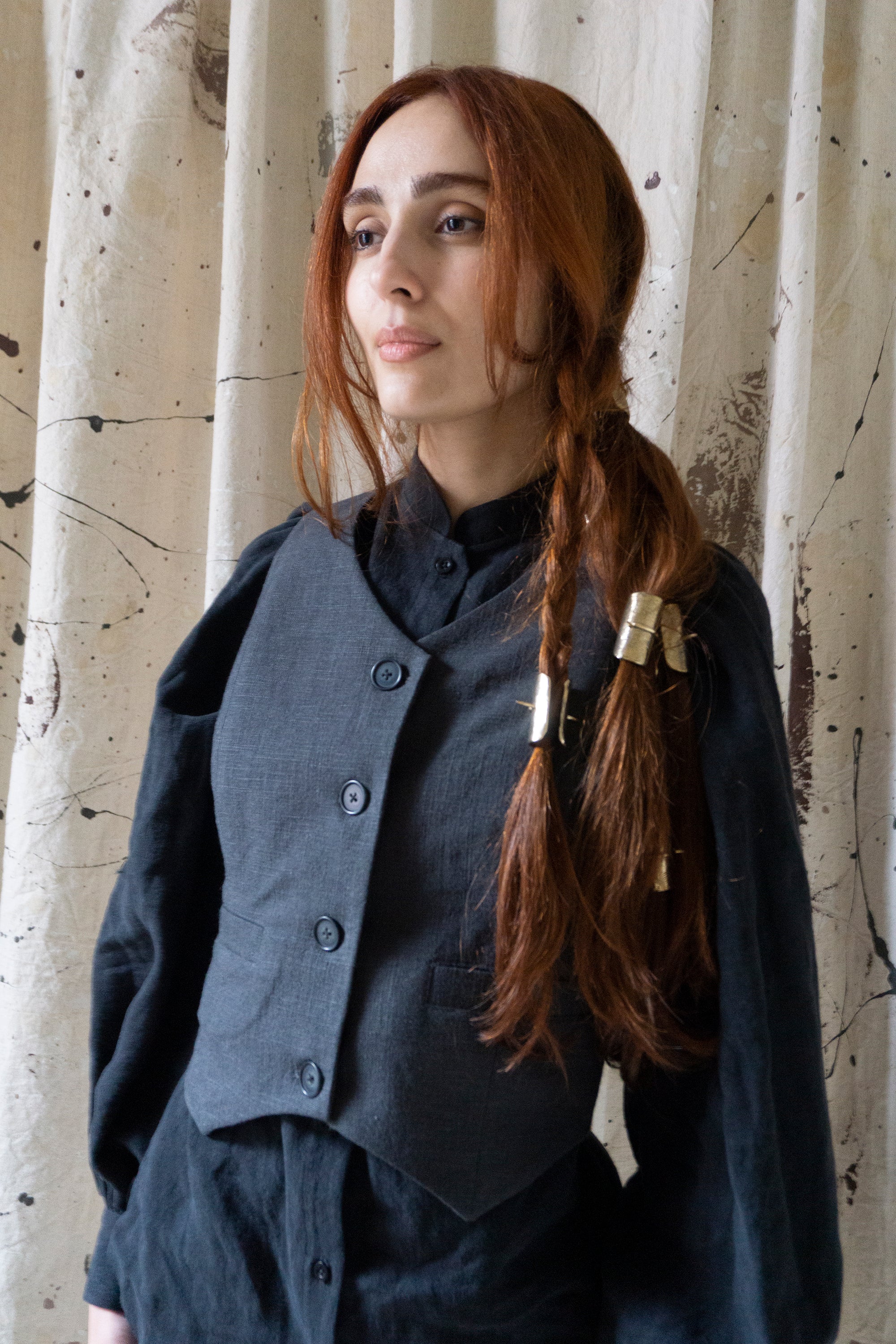 Ollie Linen Waistcoat - Grey