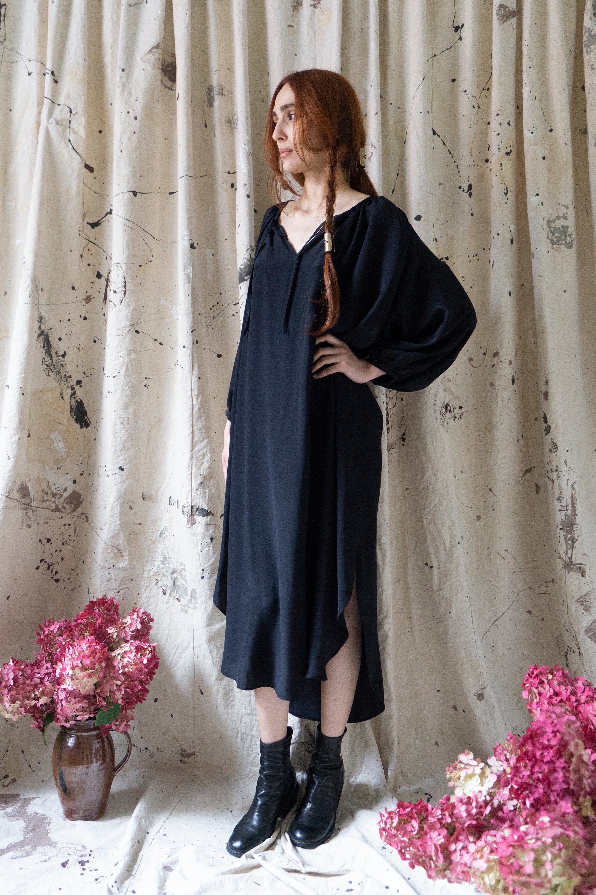 Orion Dress - Black Silk