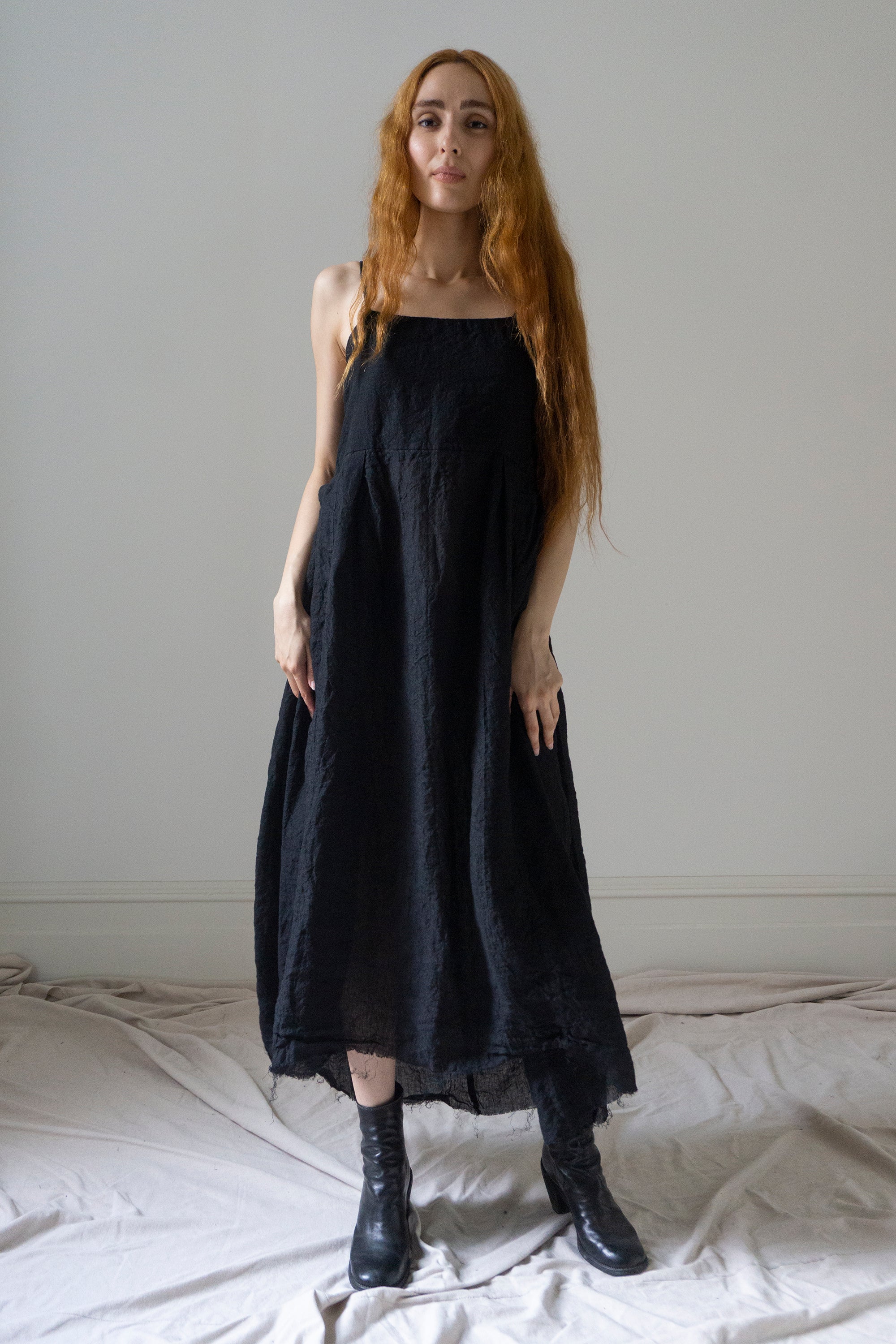 Robe Seraphina - Mousseline noire à pois