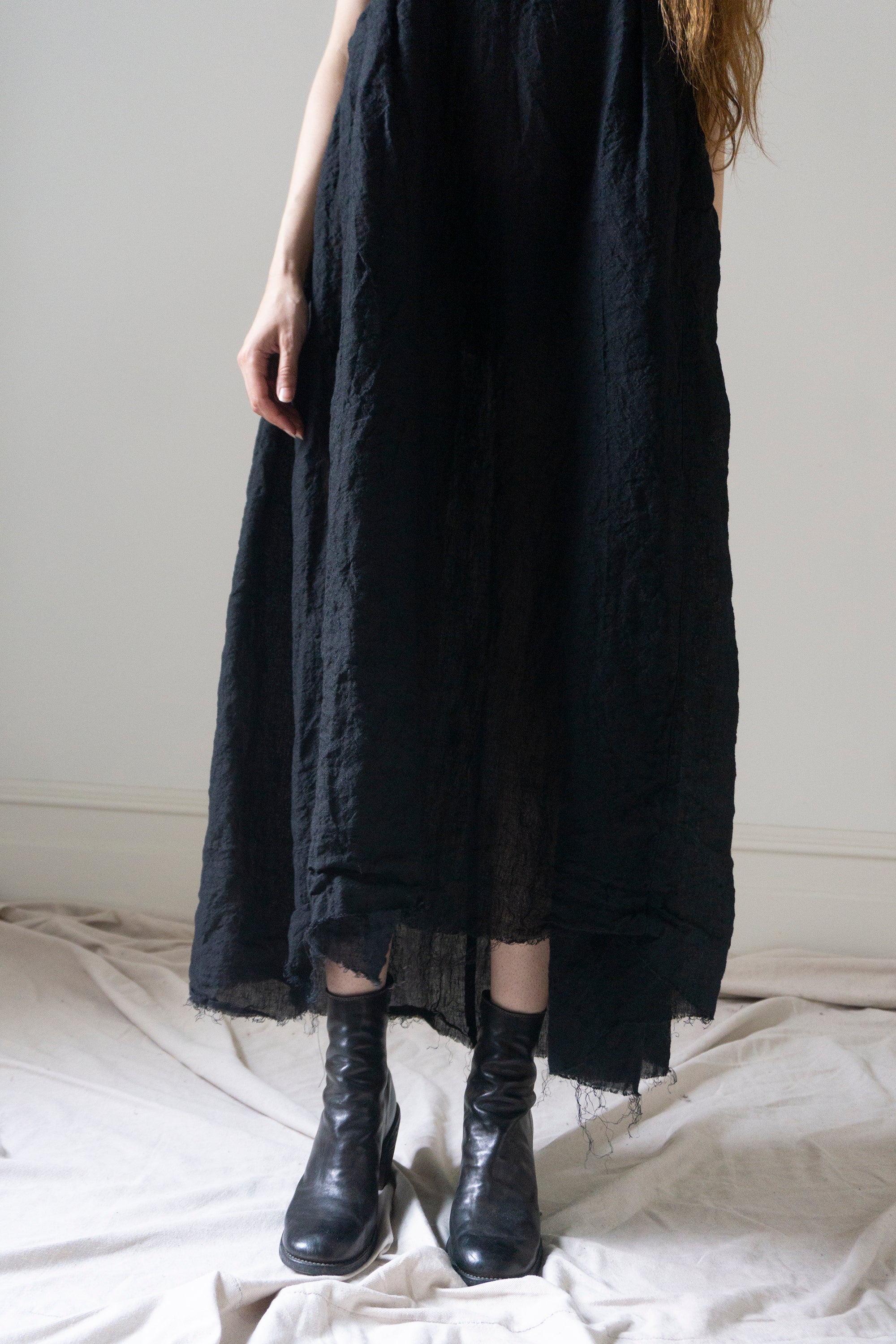 Robe Seraphina - Mousseline noire à pois