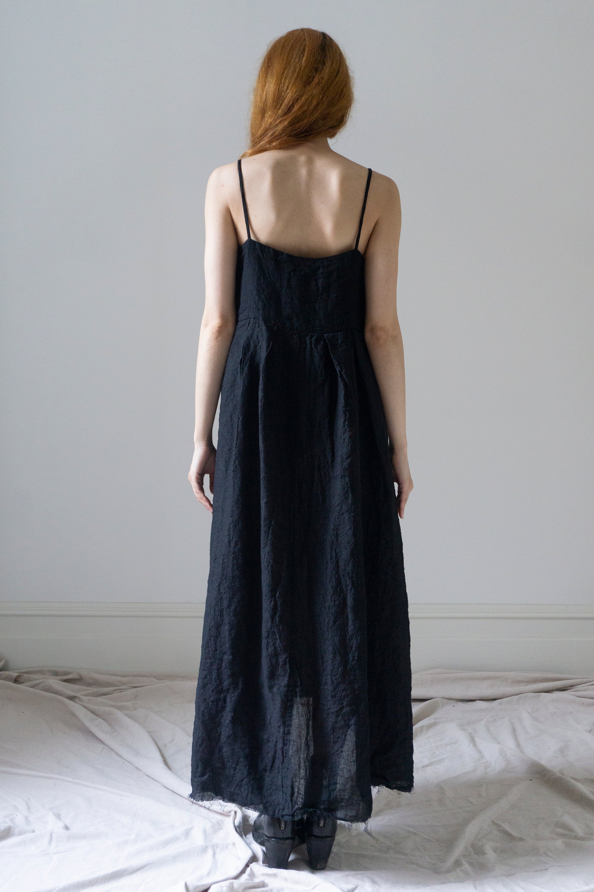 Robe Seraphina - Mousseline noire à pois