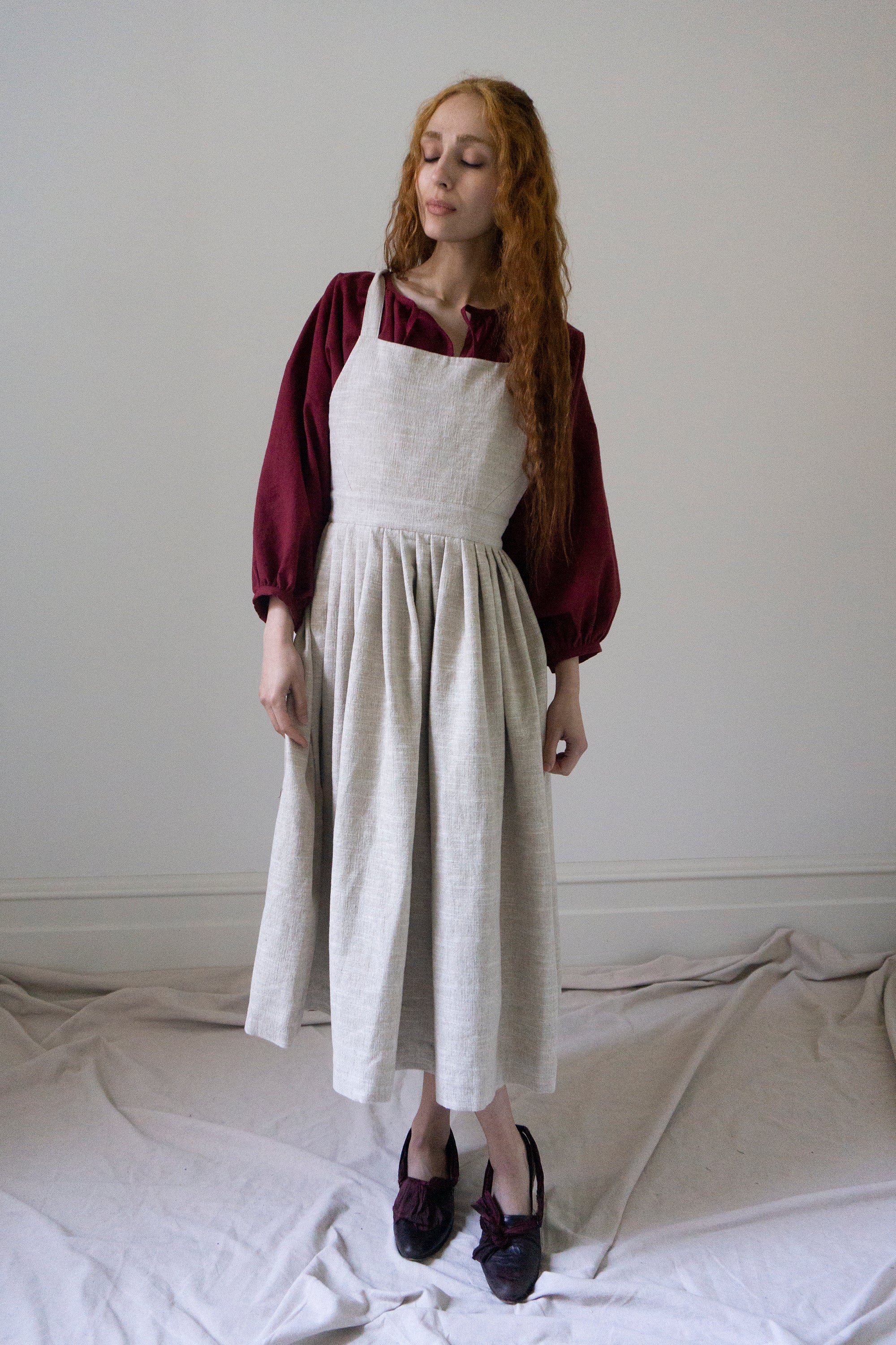 Robe Tablier Osa - Lin Noir