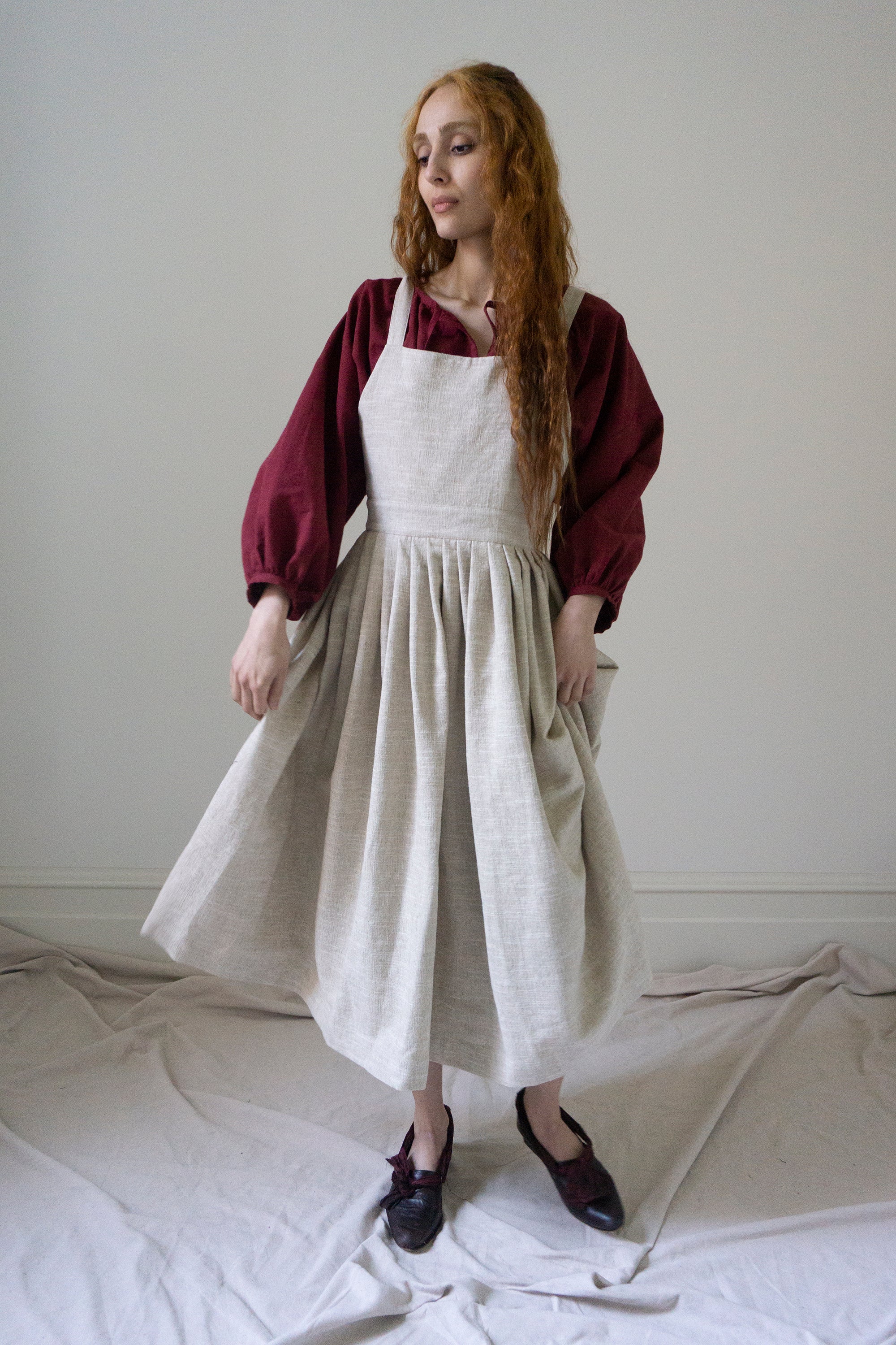 Robe Tablier Osa - Lin Noir