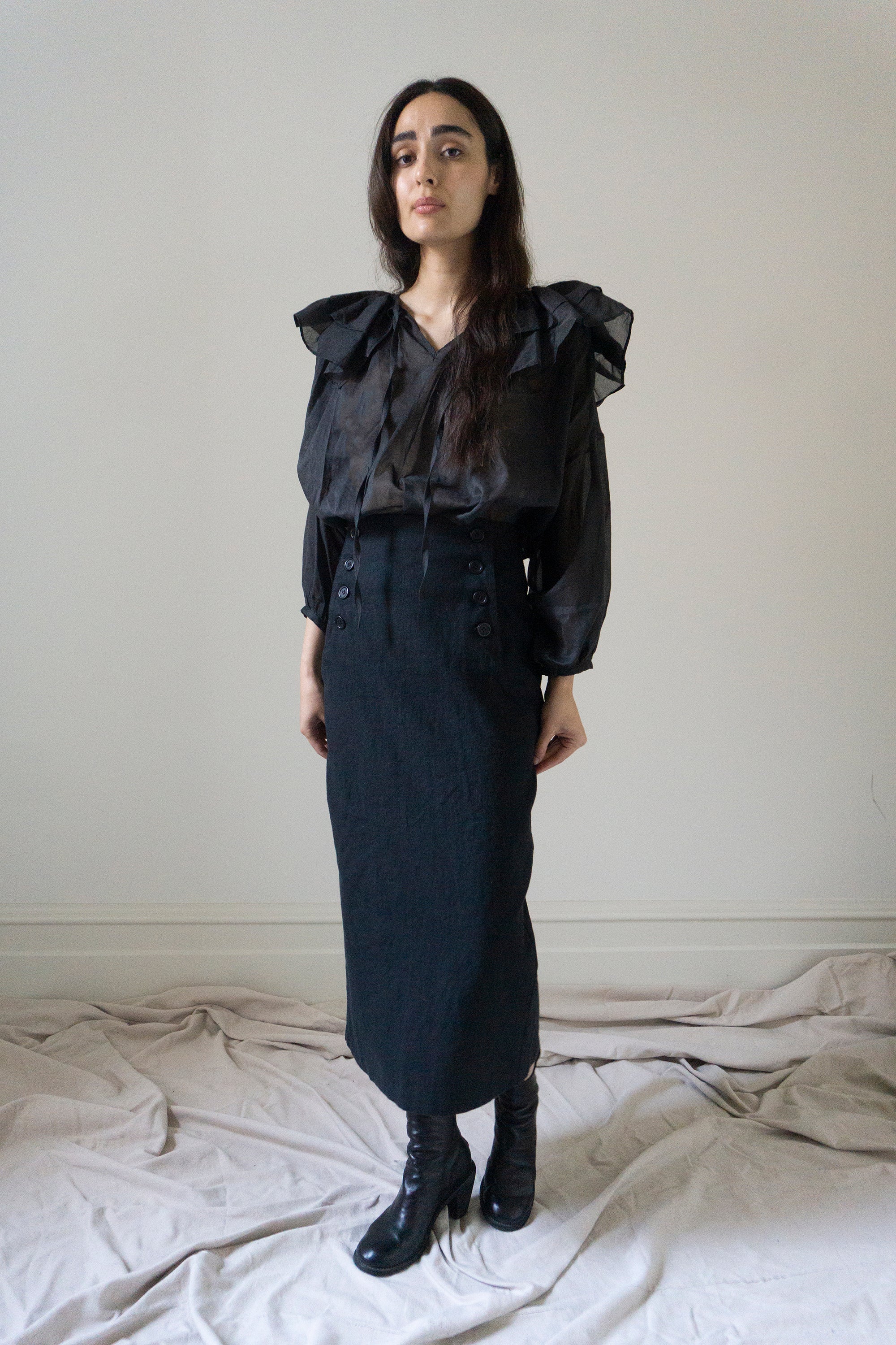 Nora Linen Skirt - Black