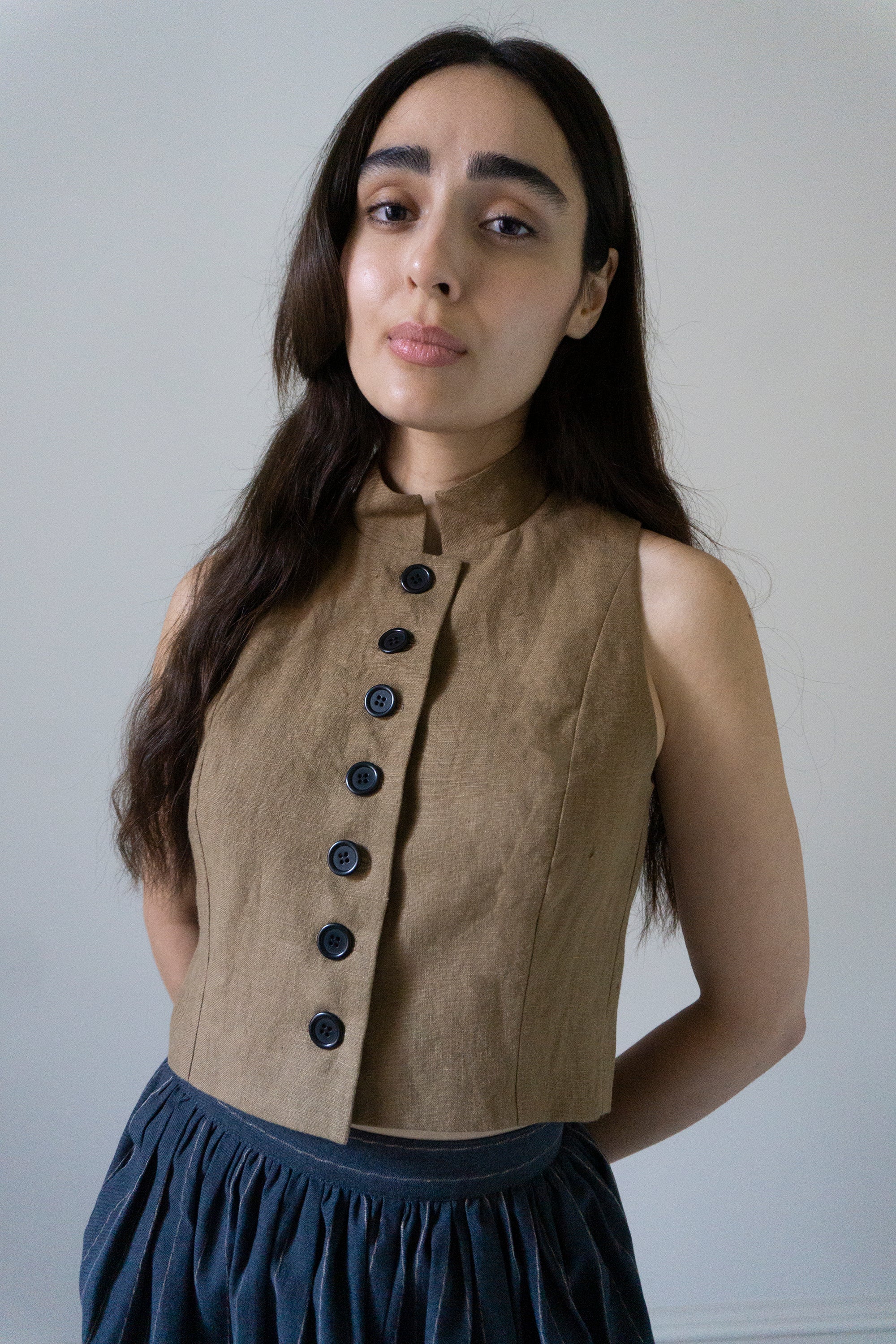 Ada Linen Waistcoat - Willow