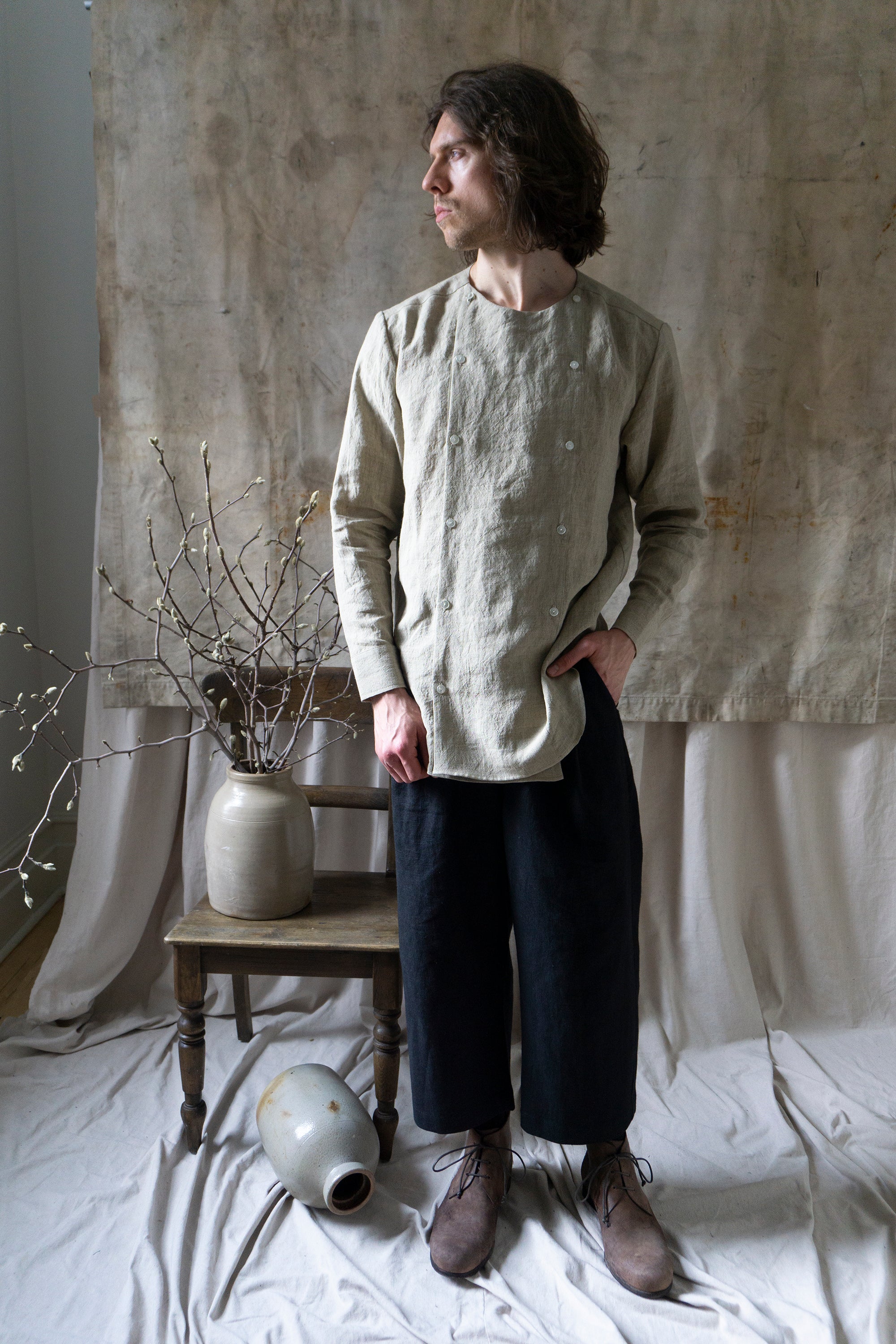 Eliot Linen Shirt - Oatstraw