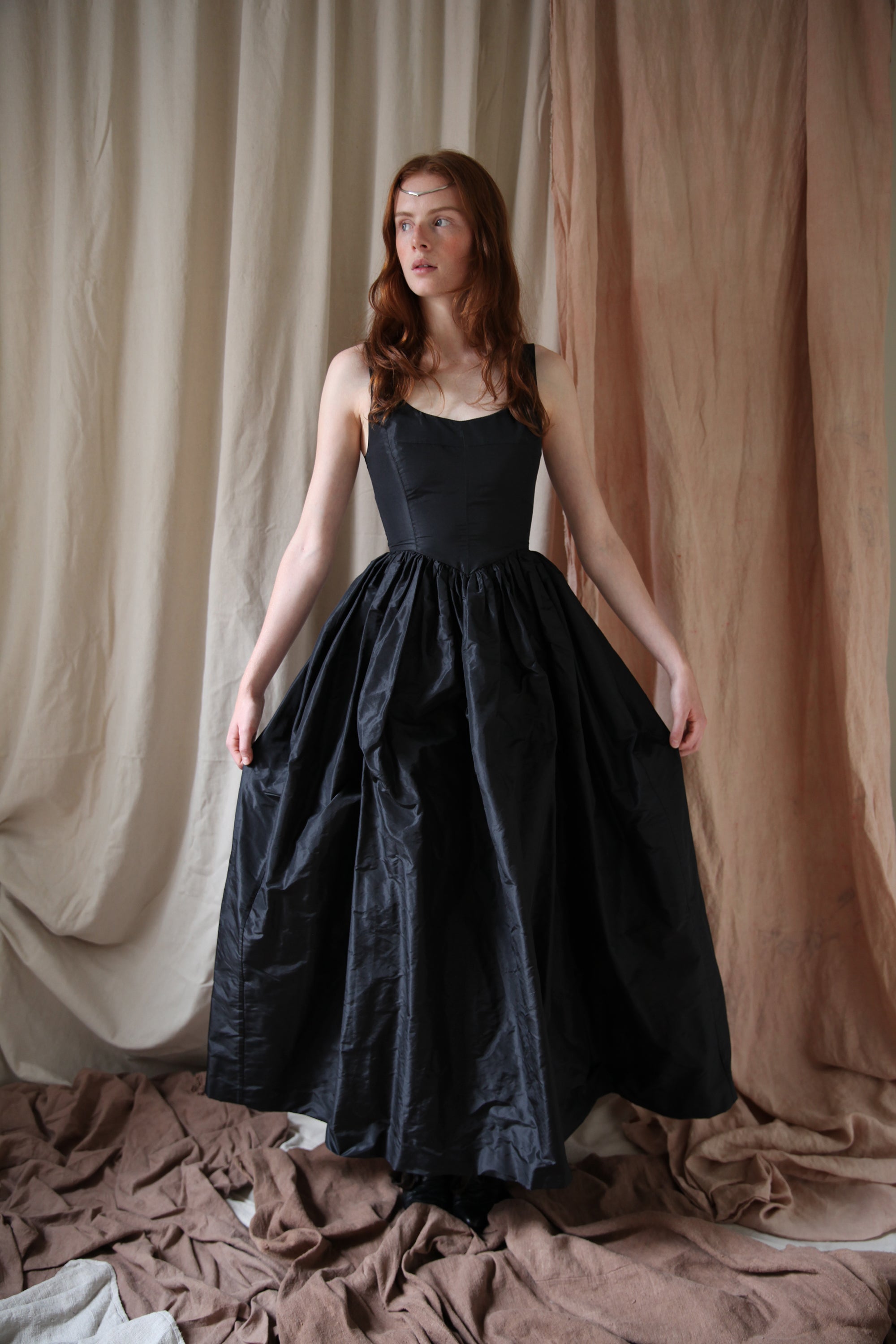 Hemlock Gown - Black Silk Taffeta