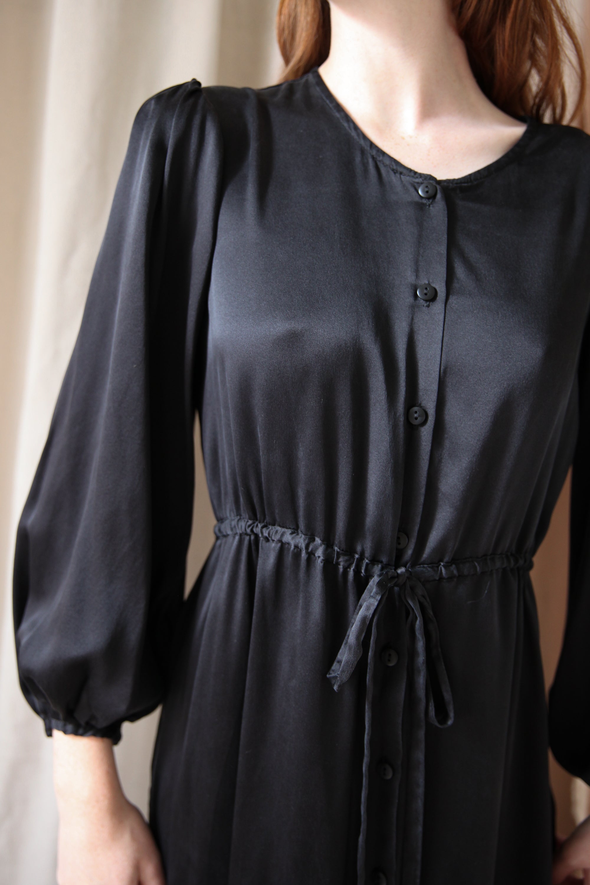 Inez Dress - Black Silk Charmeuse