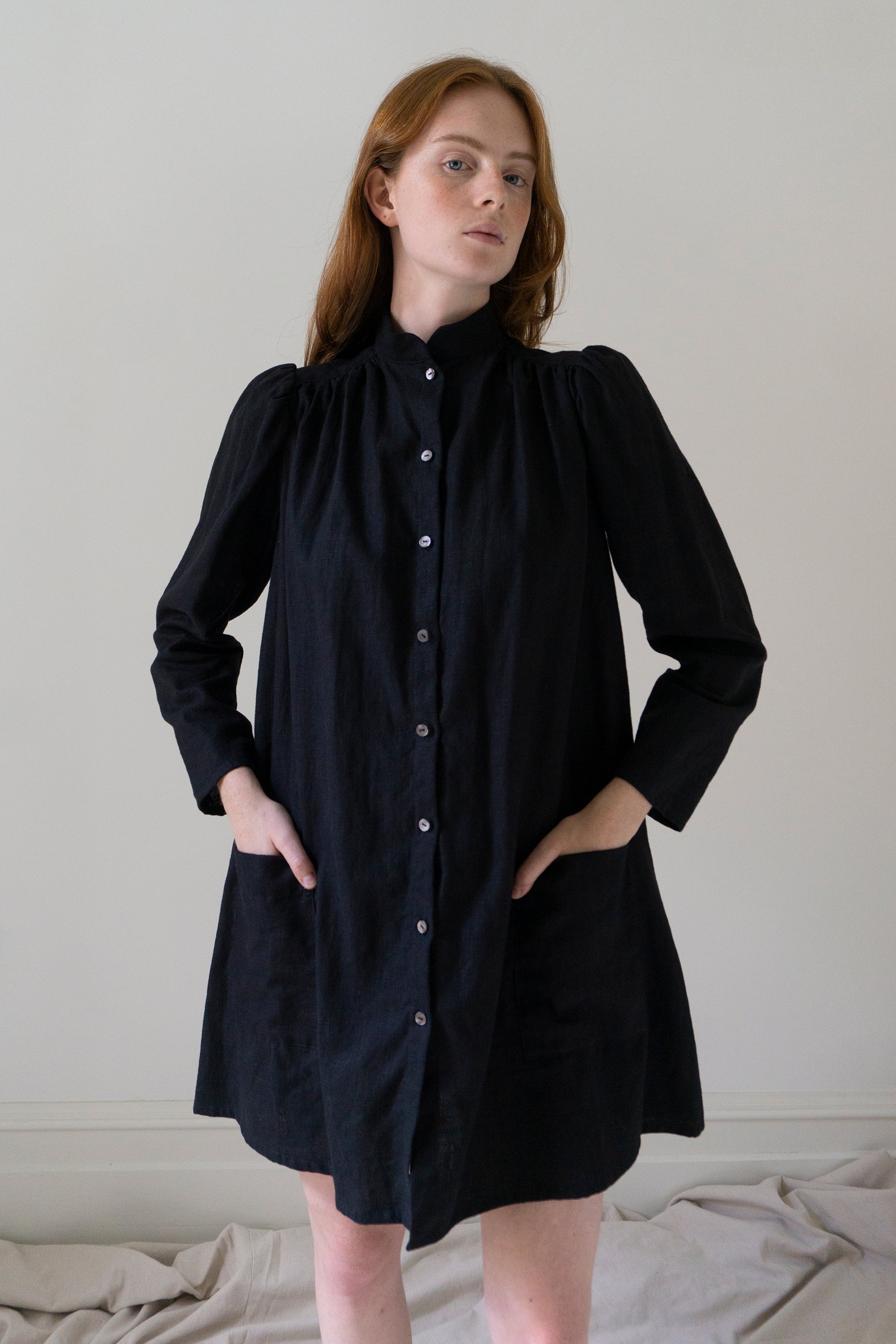 Robe en lin Jeanne - Noir