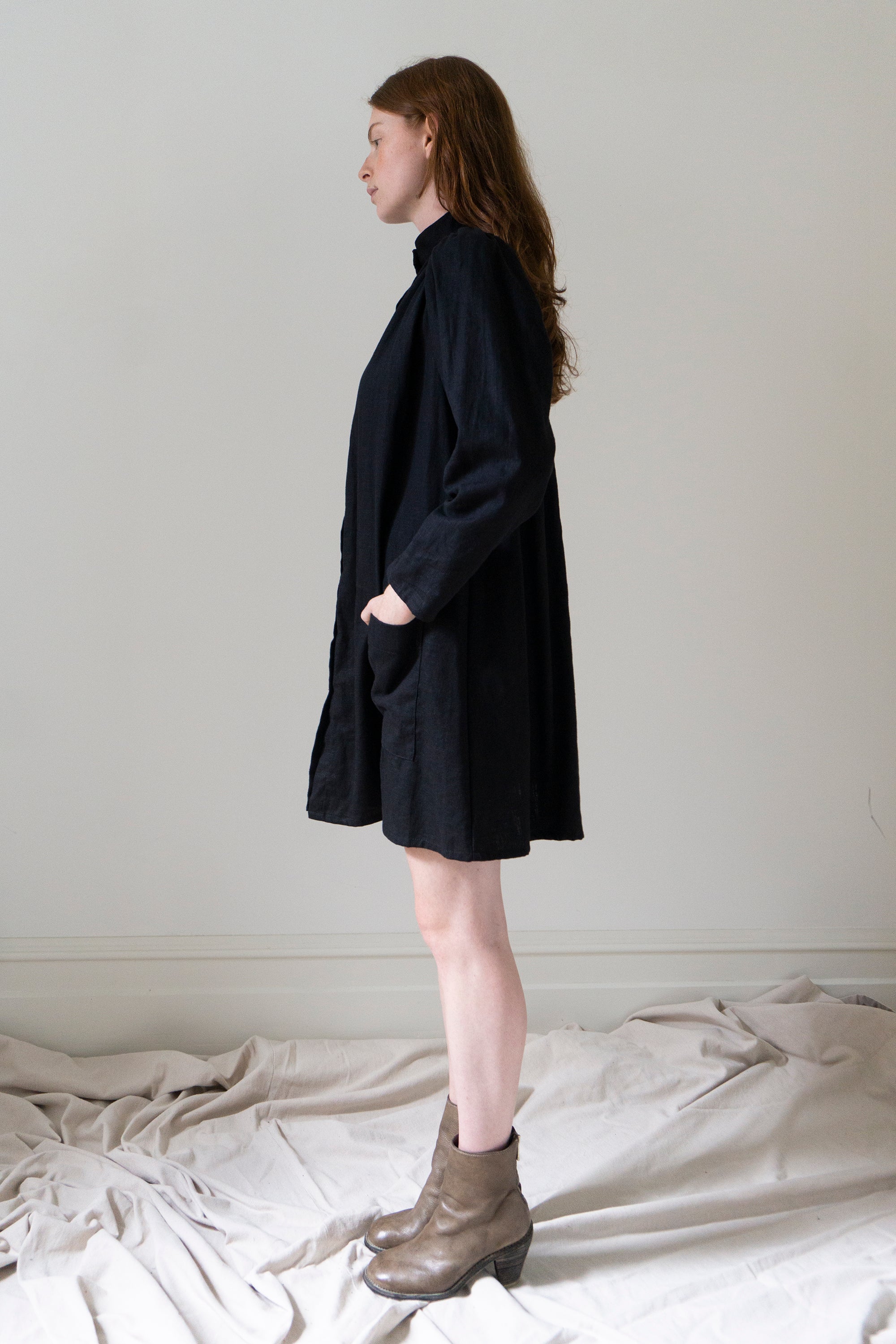 Robe en lin Jeanne - Noir