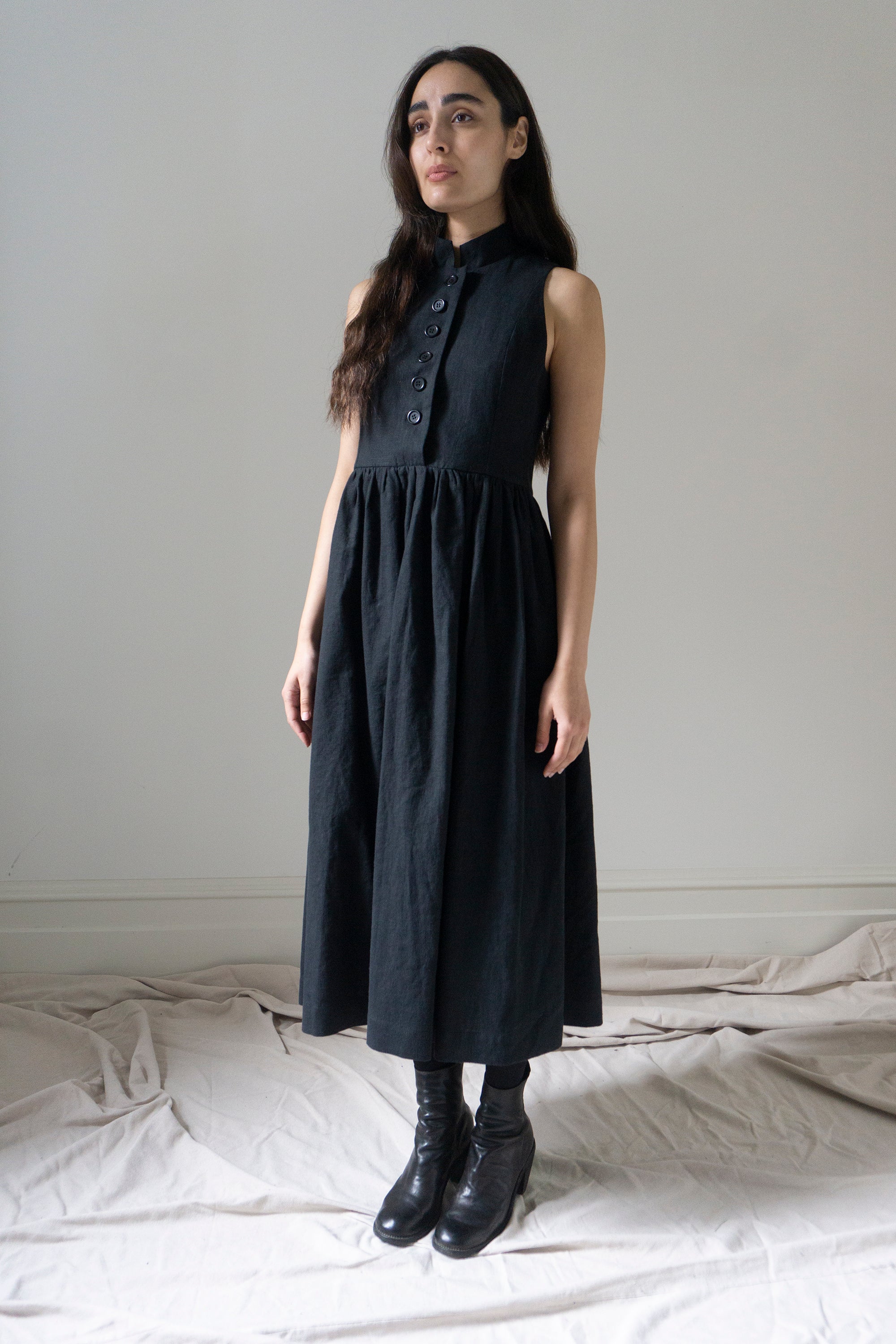 Robe en lin Madeleine - Noir