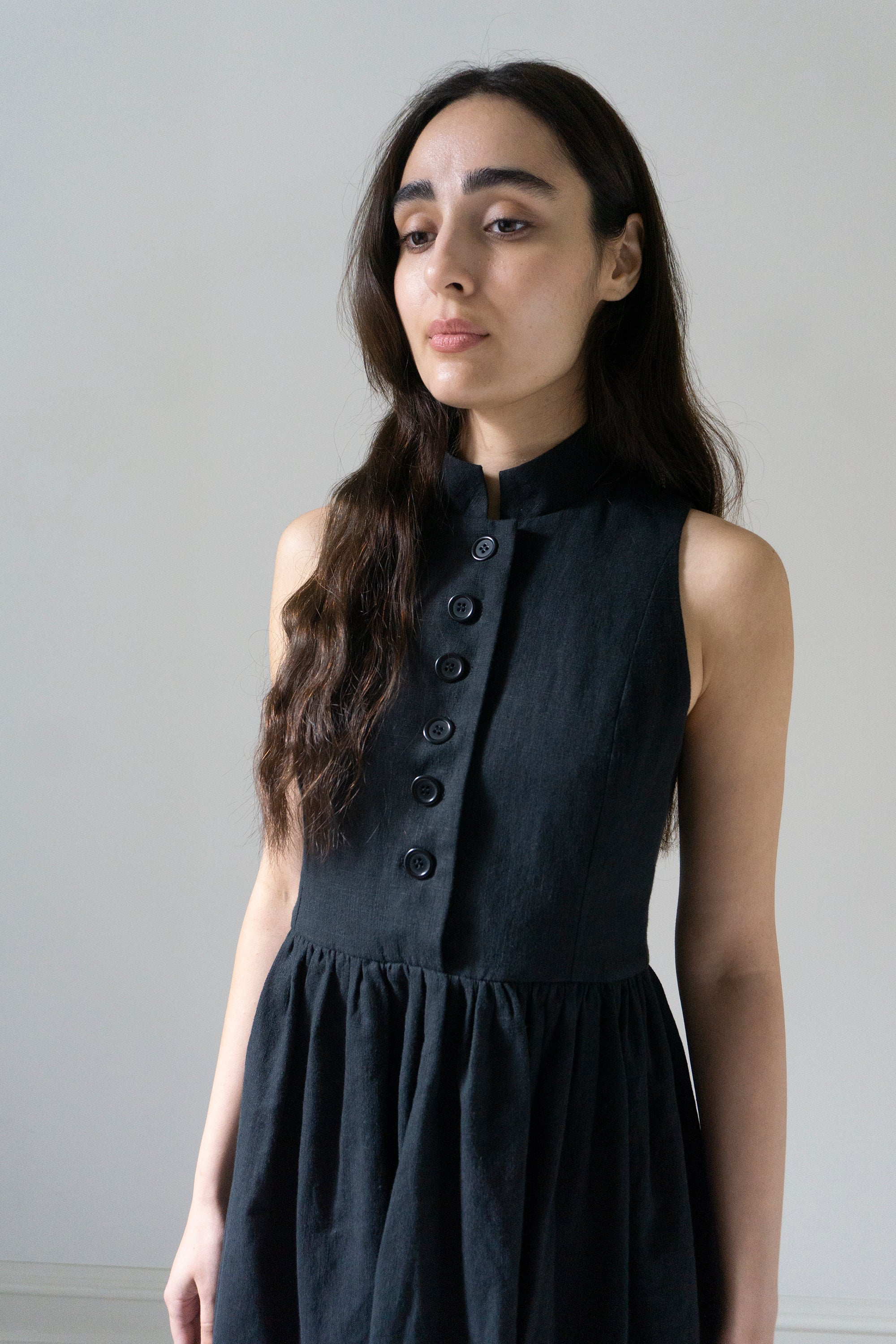 Robe en lin Madeleine - Noir