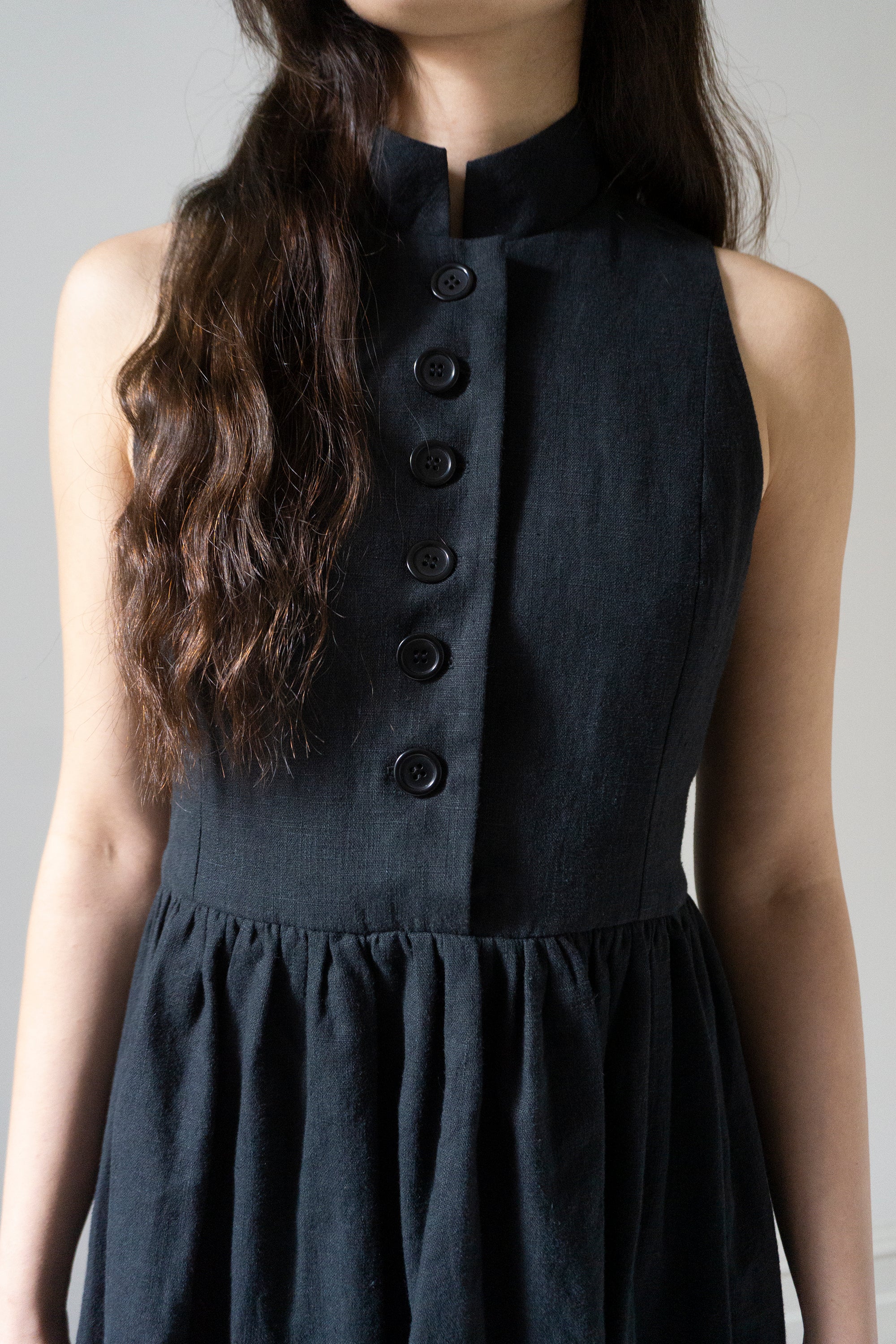 Robe en lin Madeleine - Noir