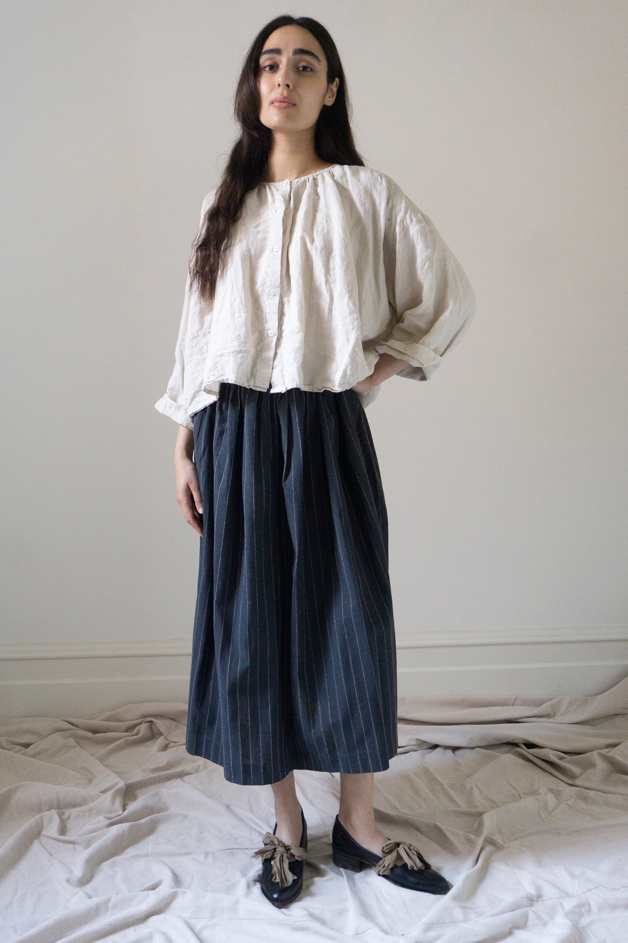 Marla Linen Skirt - Stripe