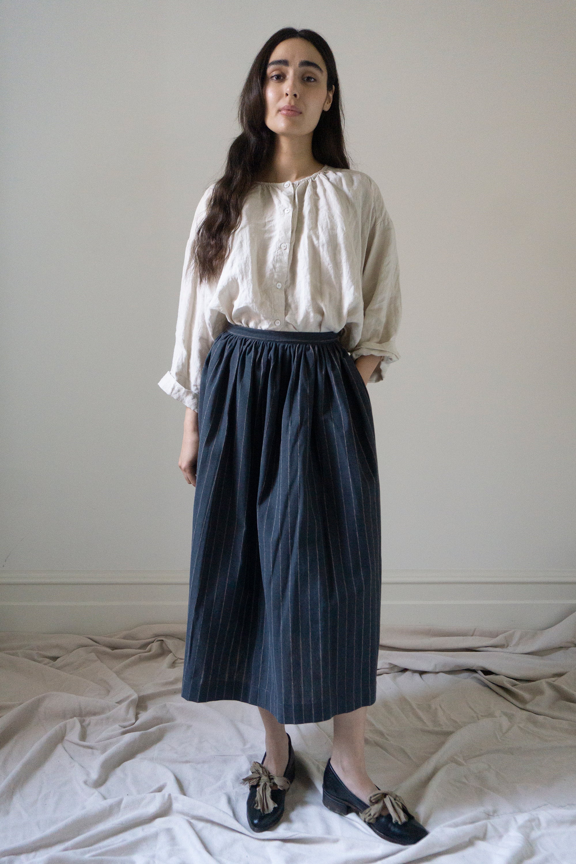 Marla Linen Skirt - Stripe