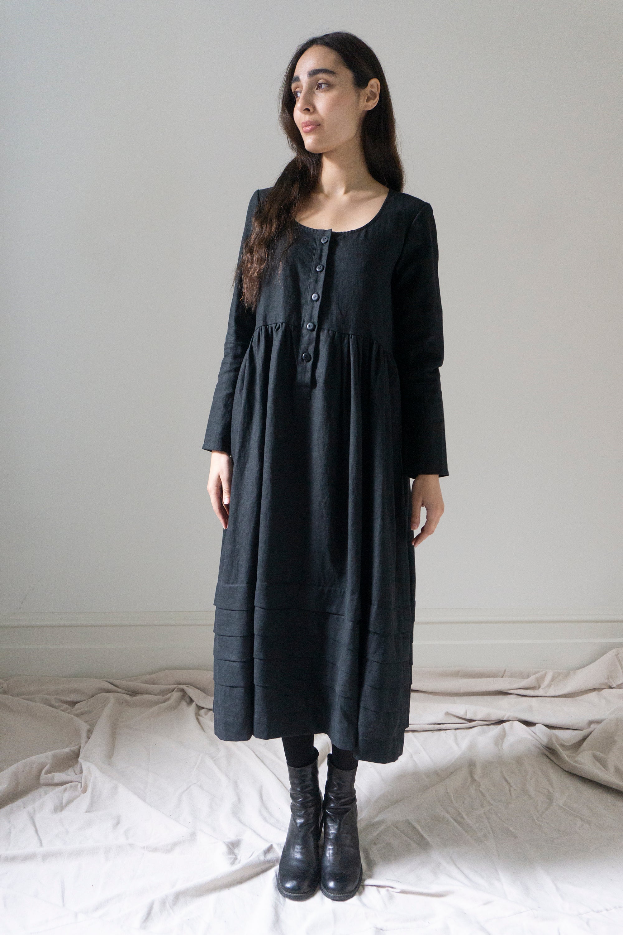 Robe en lin Mona - Noir