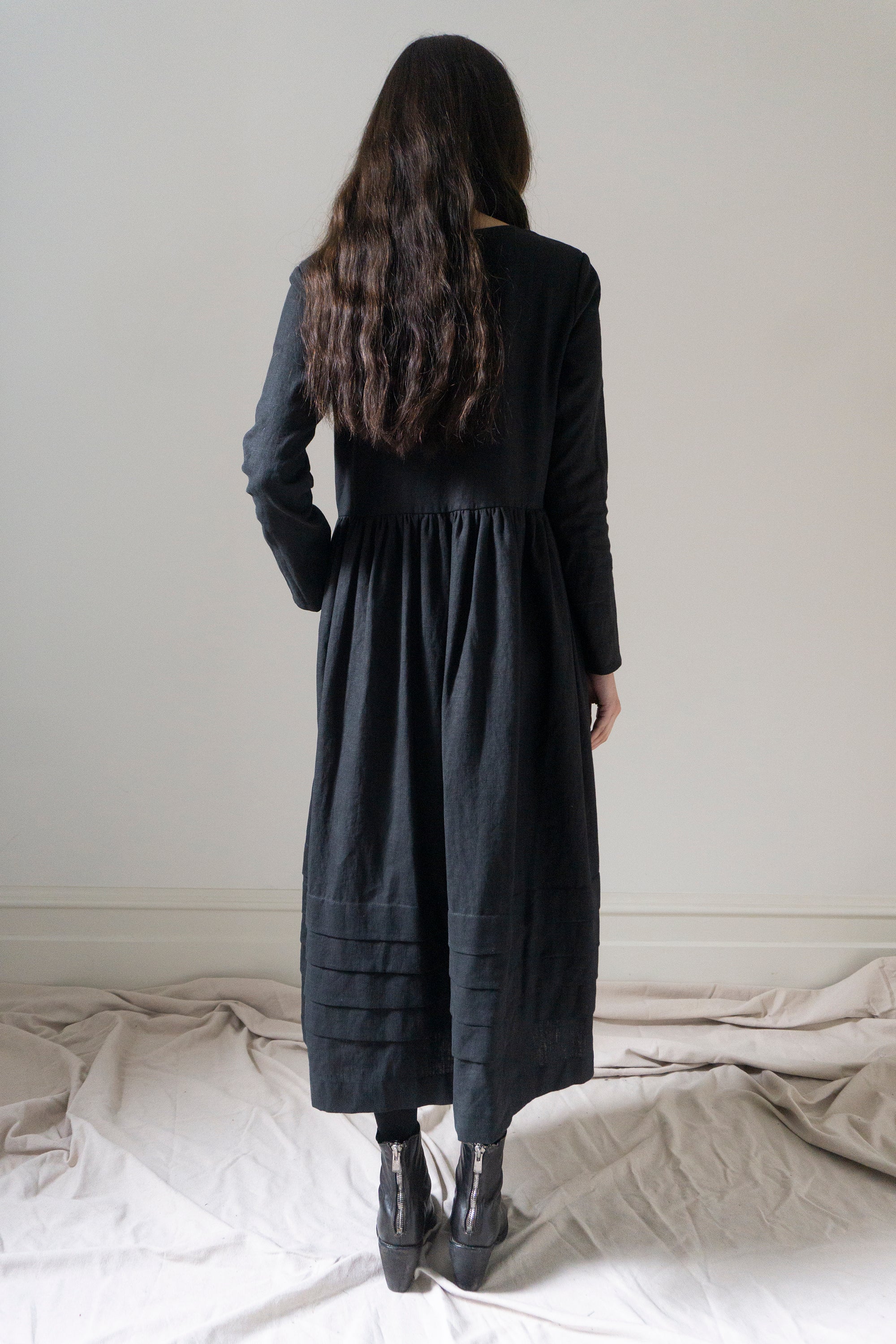 Robe en lin Mona - Noir