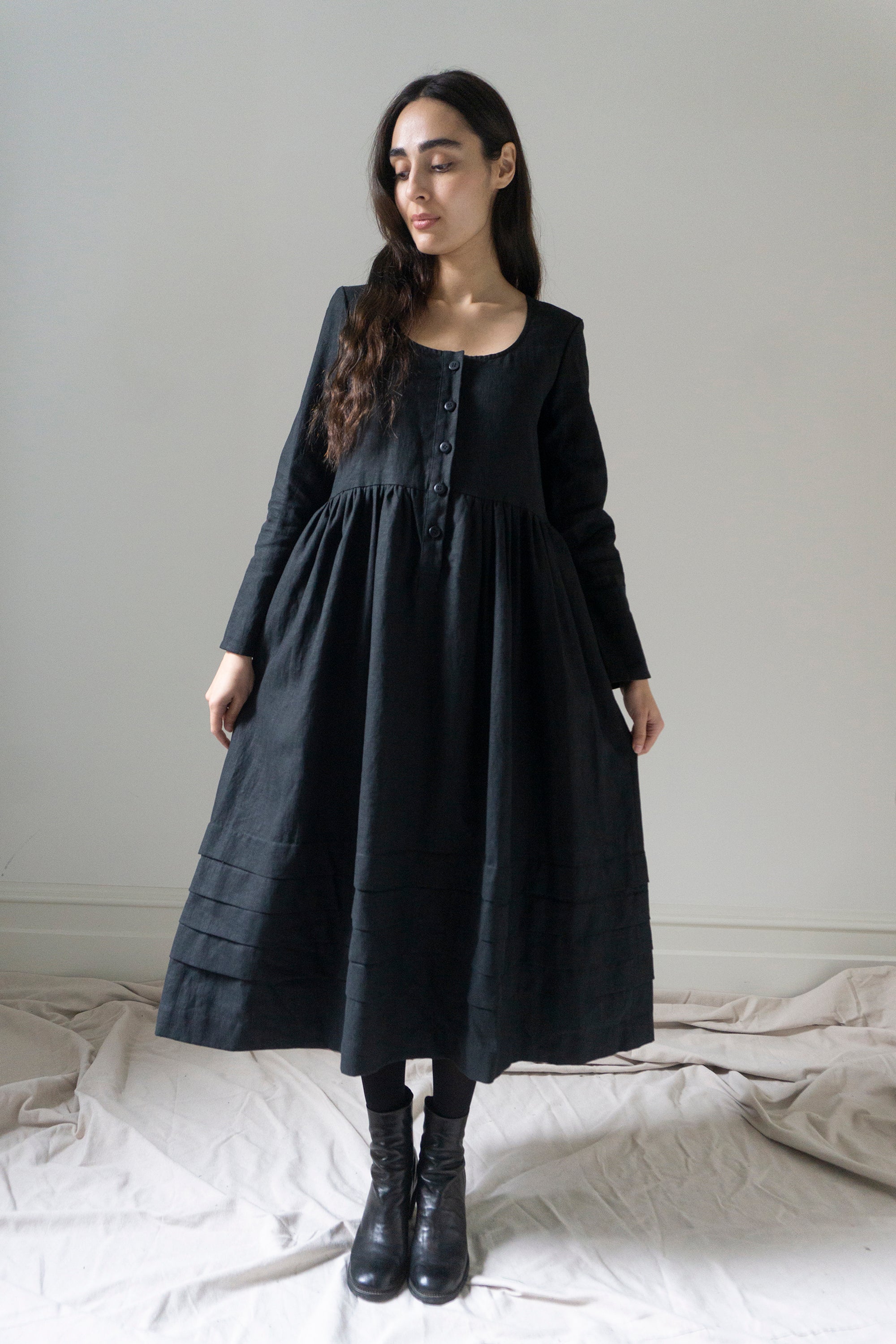 Robe en lin Mona - Noir