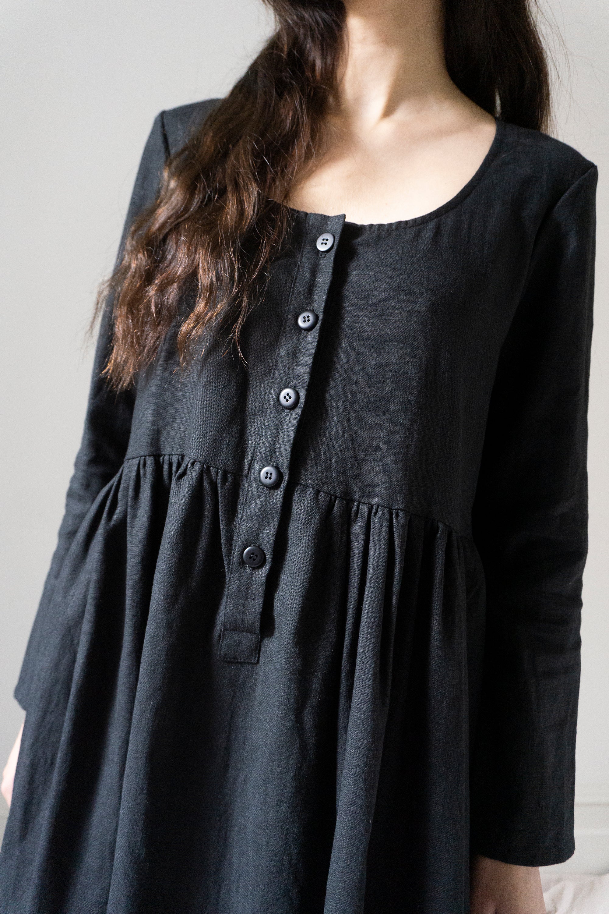 Robe en lin Mona - Noir