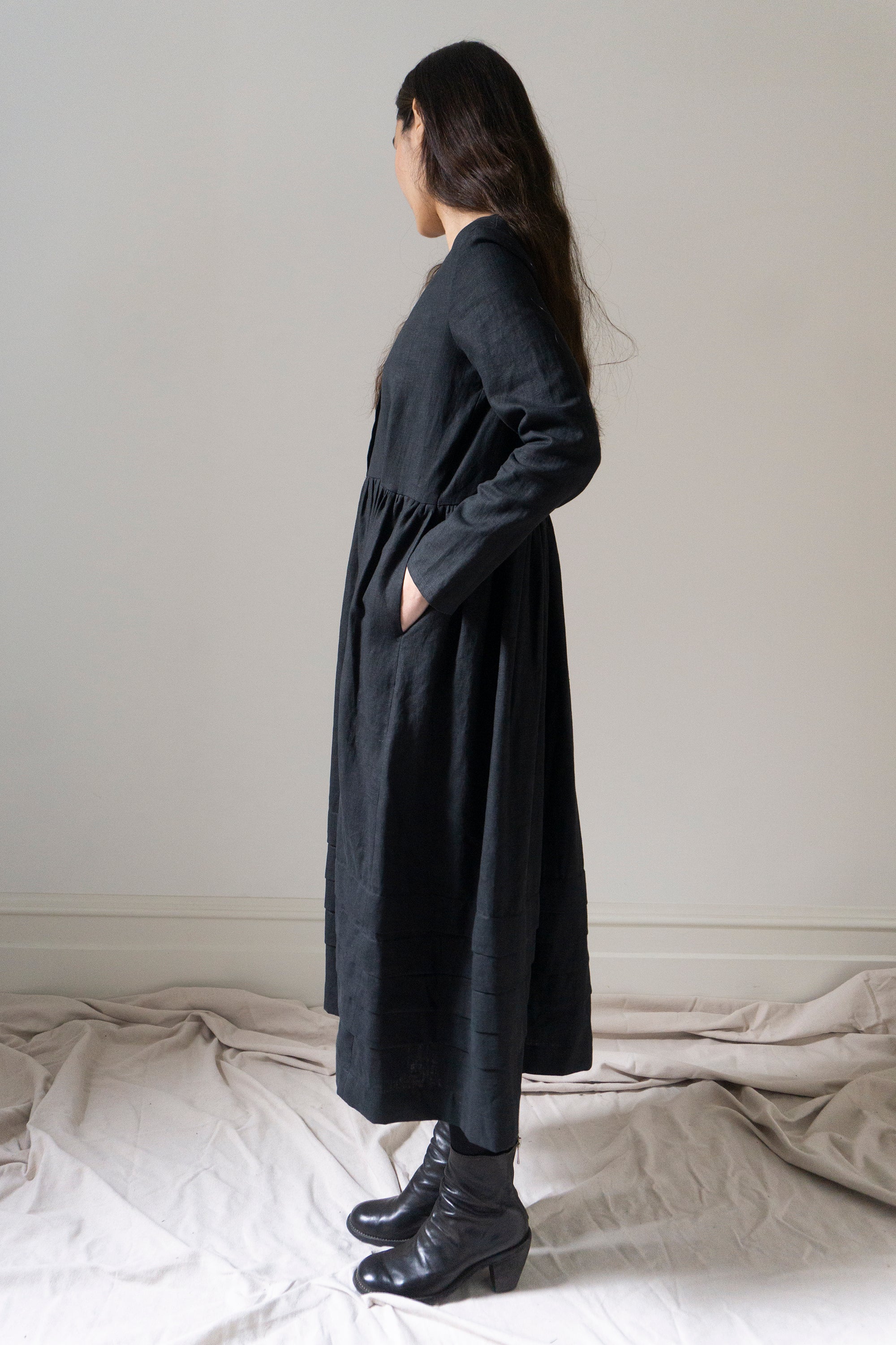 Robe en lin Mona - Noir