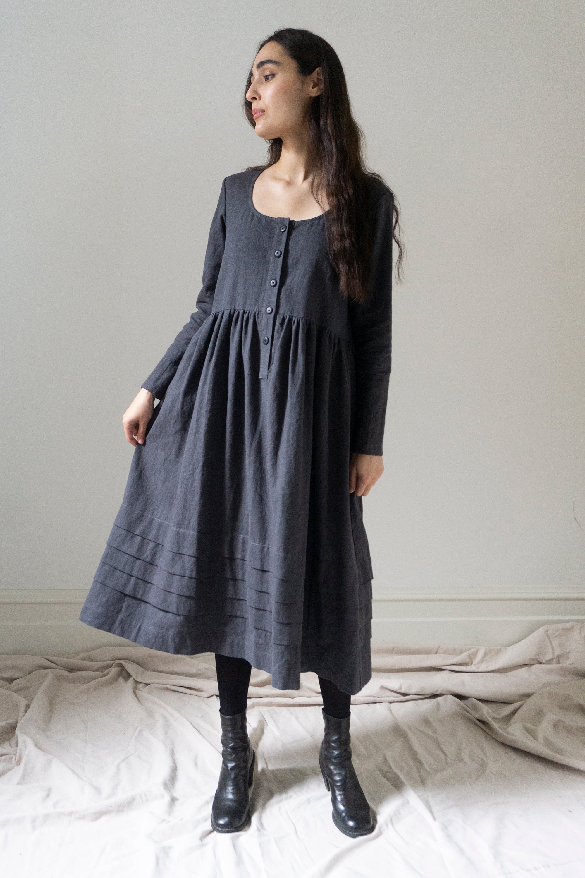 Robe en lin Mona - Ardoise