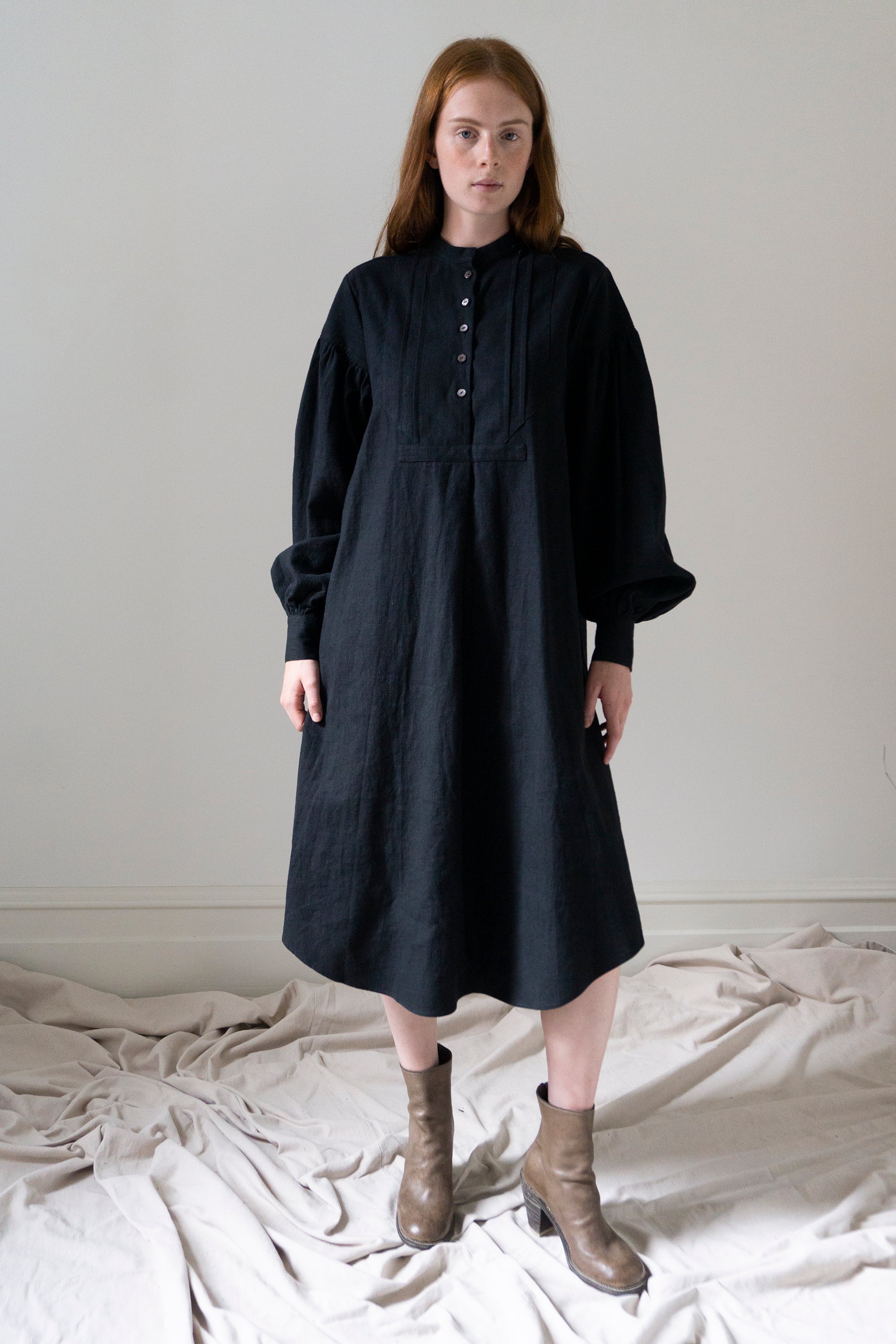 Nadine Linen Dress - Black