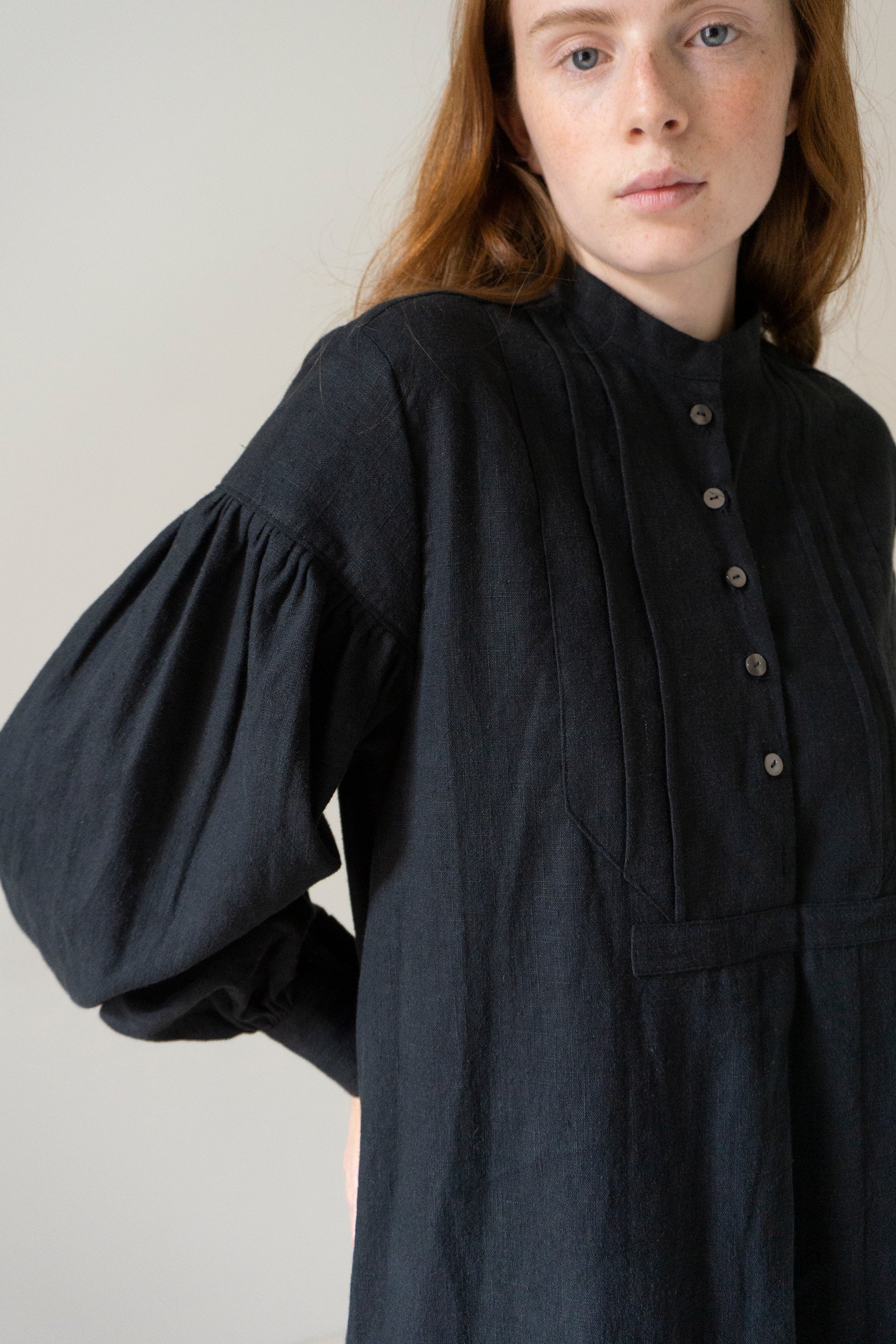 Nadine Linen Dress - Black