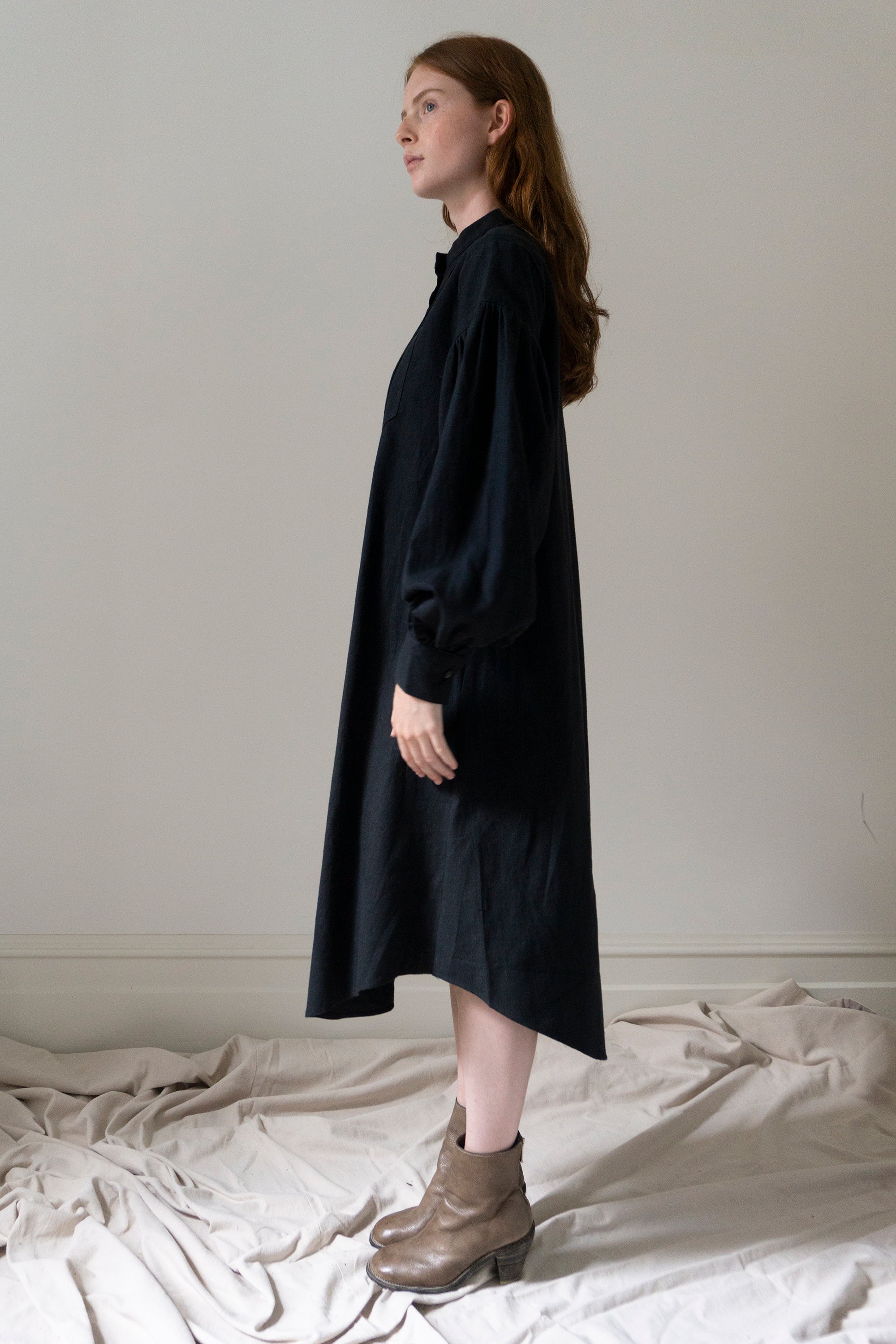 Nadine Linen Dress - Black