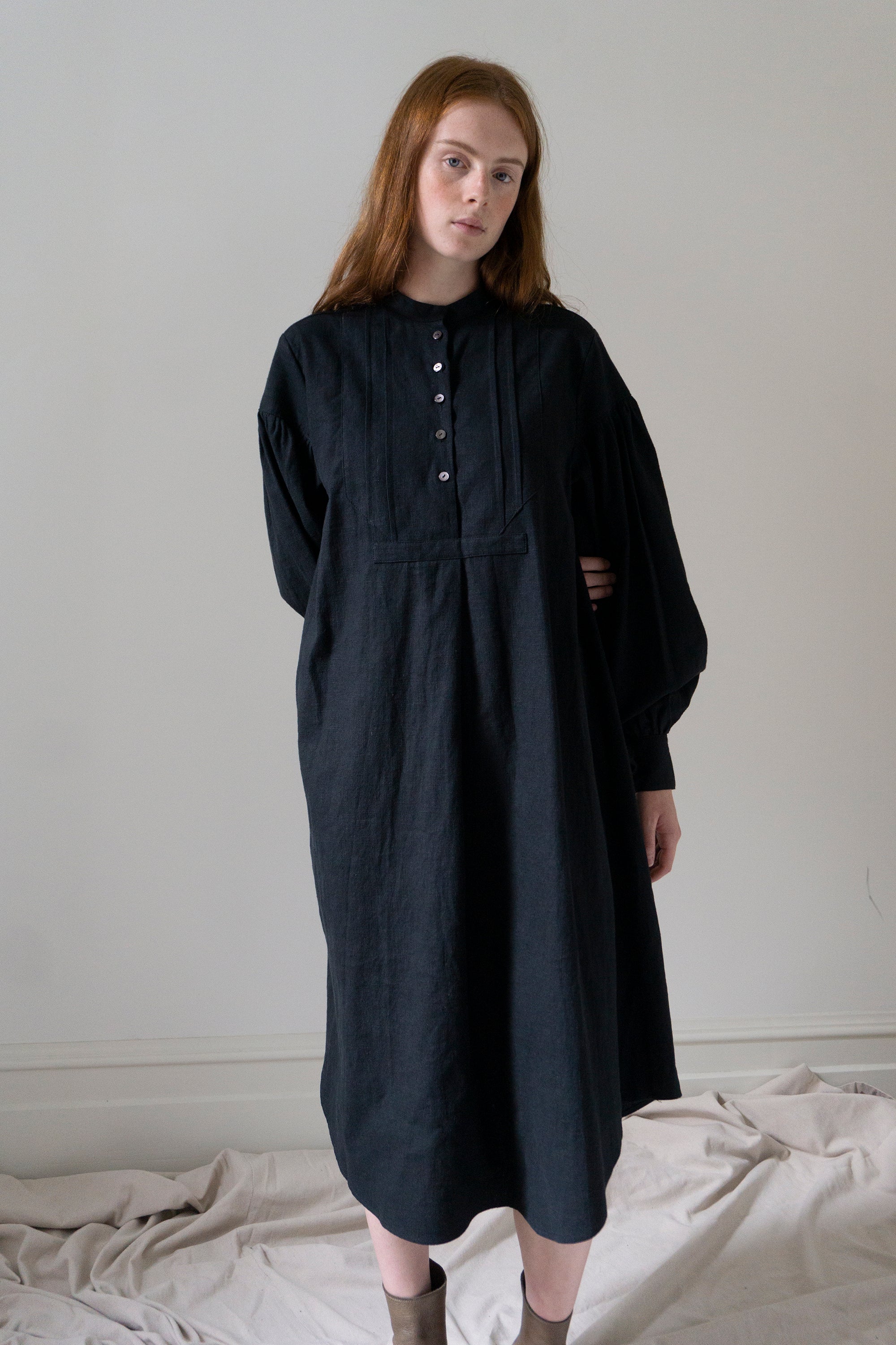 Nadine Linen Dress - Black