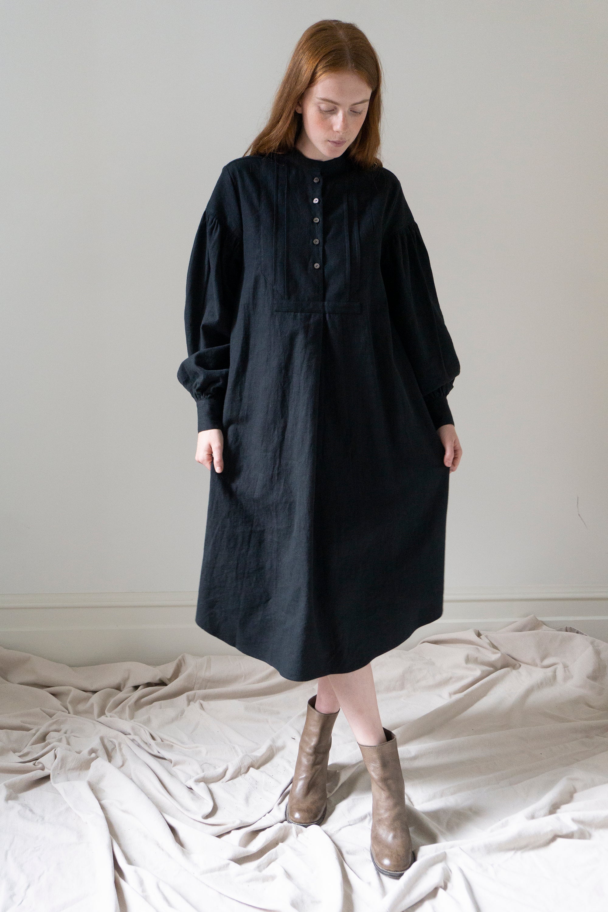 Nadine Linen Dress - Black