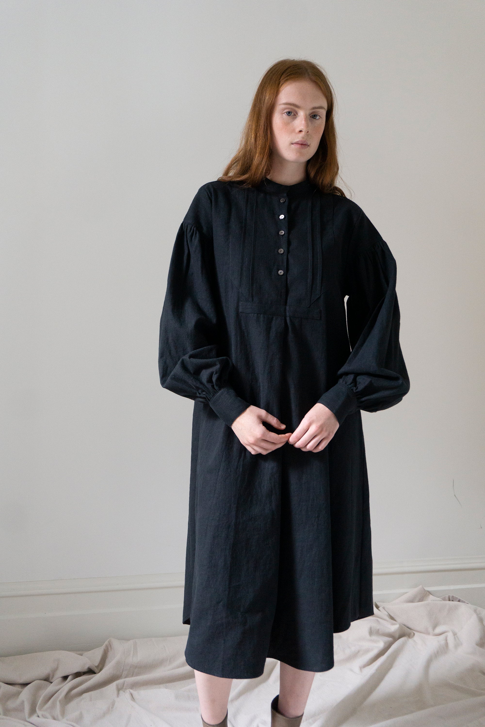 Nadine Linen Dress - Black