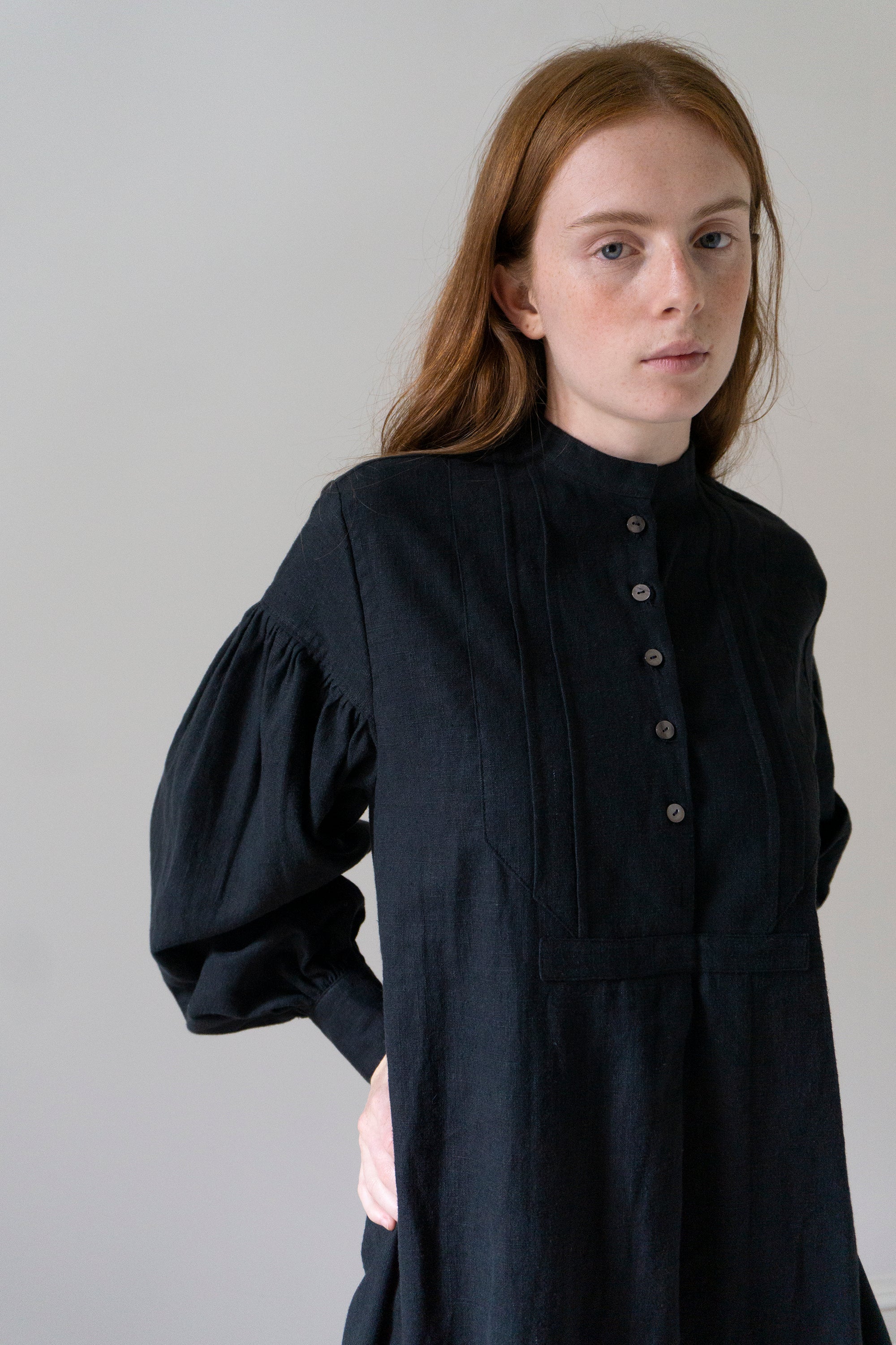 Nadine Linen Dress - Black