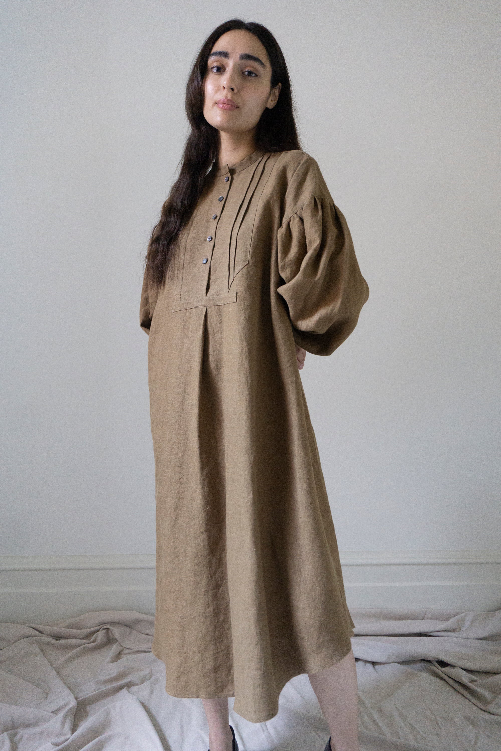 Nadine Linen Dress - Willow (SIZE S)