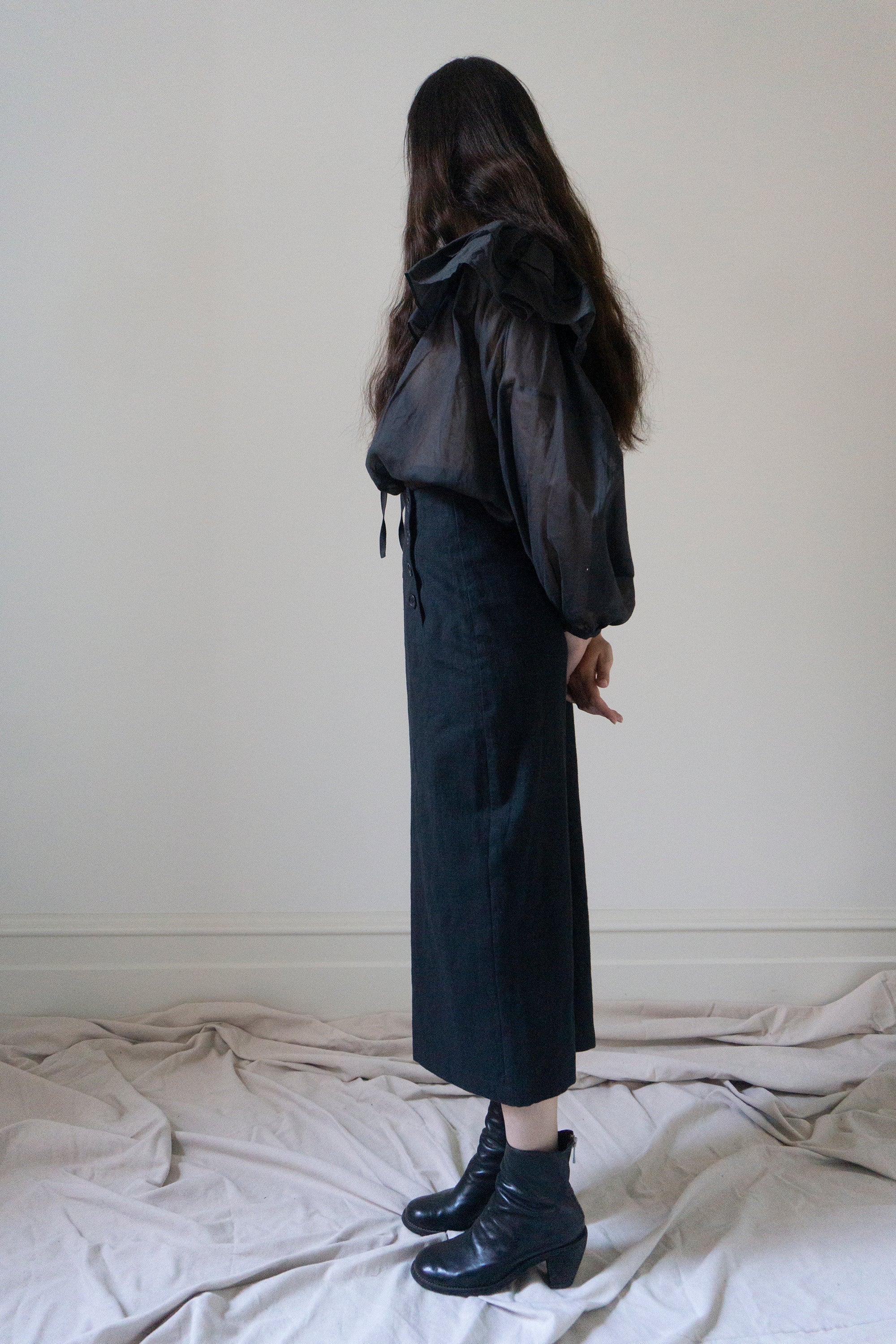 Nora Linen Skirt - Black