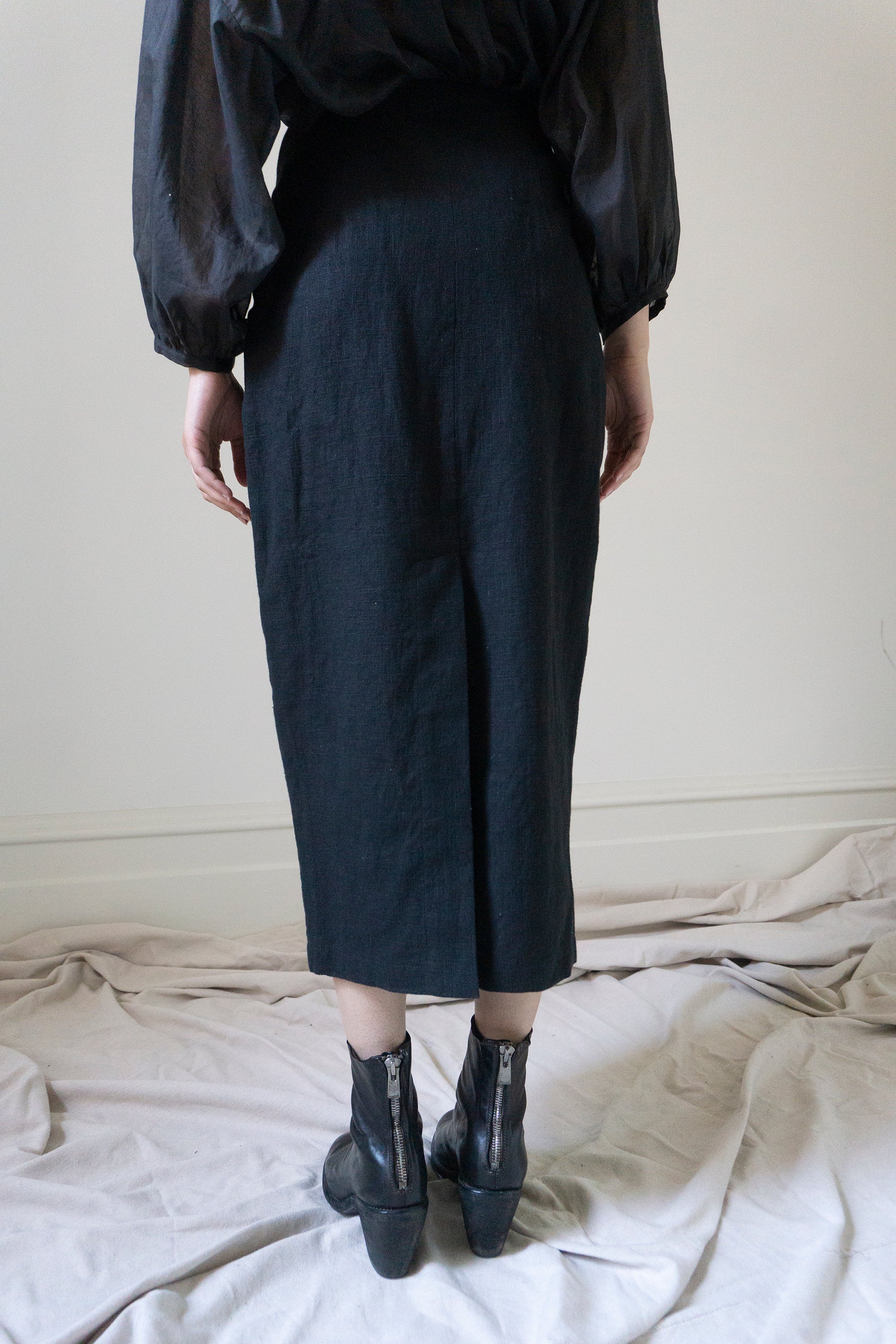 Nora Linen Skirt - Black