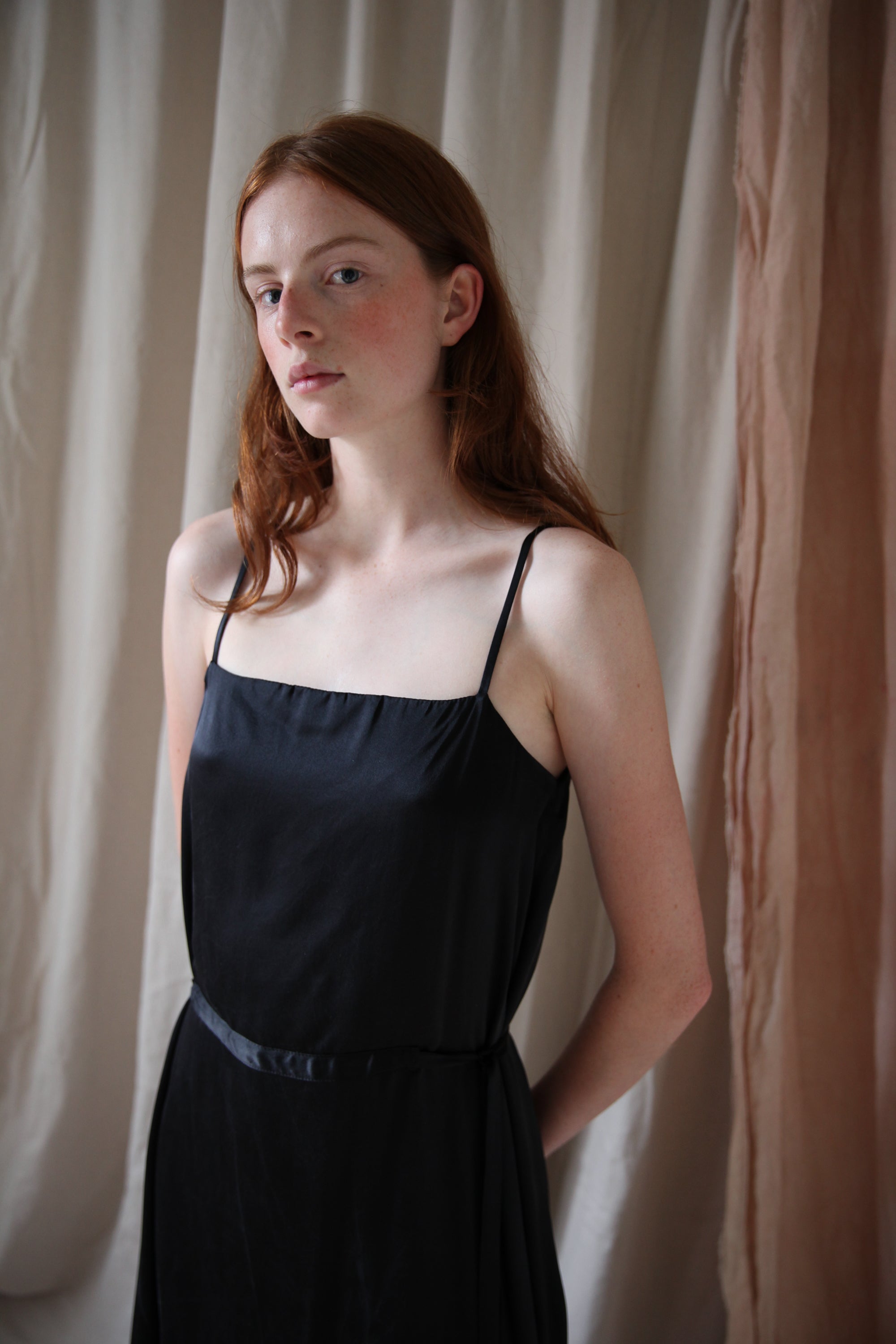 Prune Dress - Black Silk Charmeuse