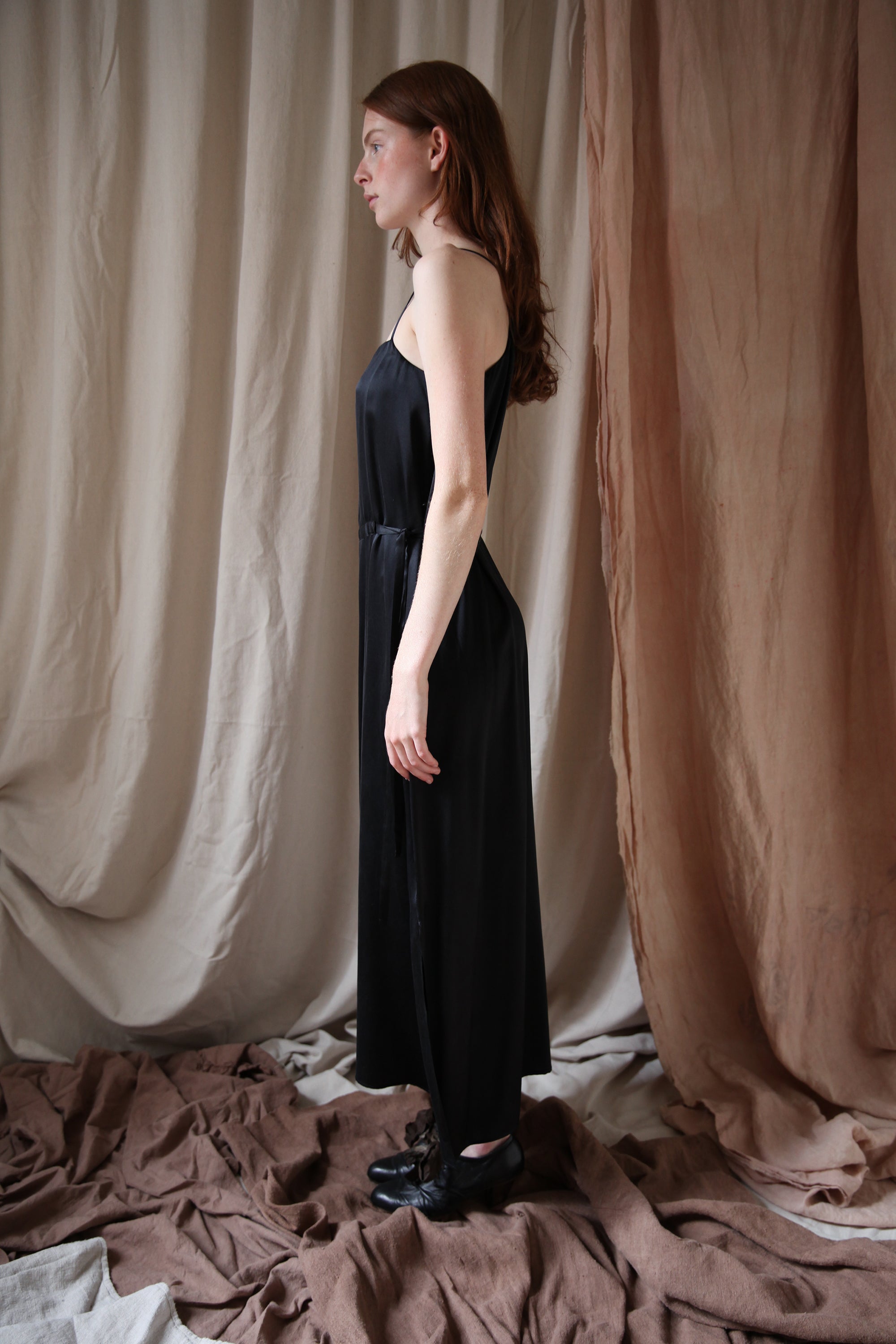 Prune Dress - Black Silk Charmeuse