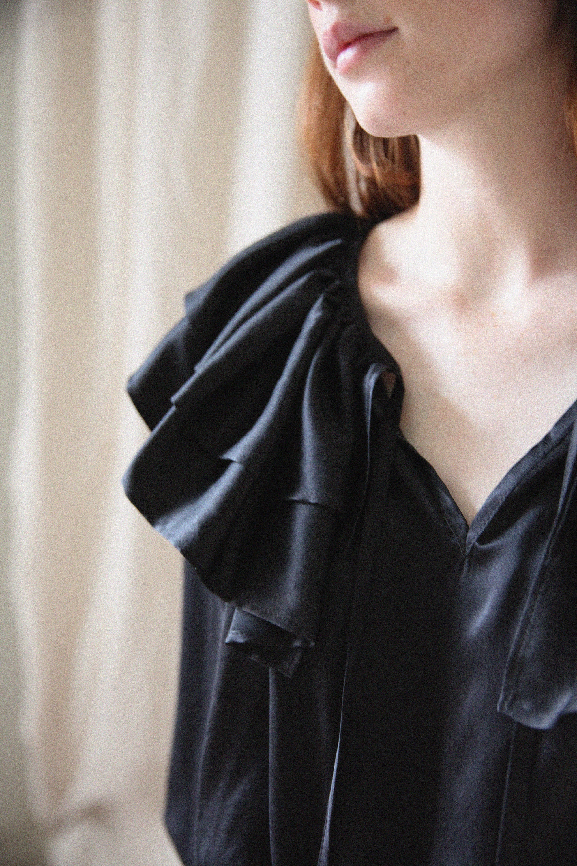 Rosario Blouse - Black Silk Charmeuse