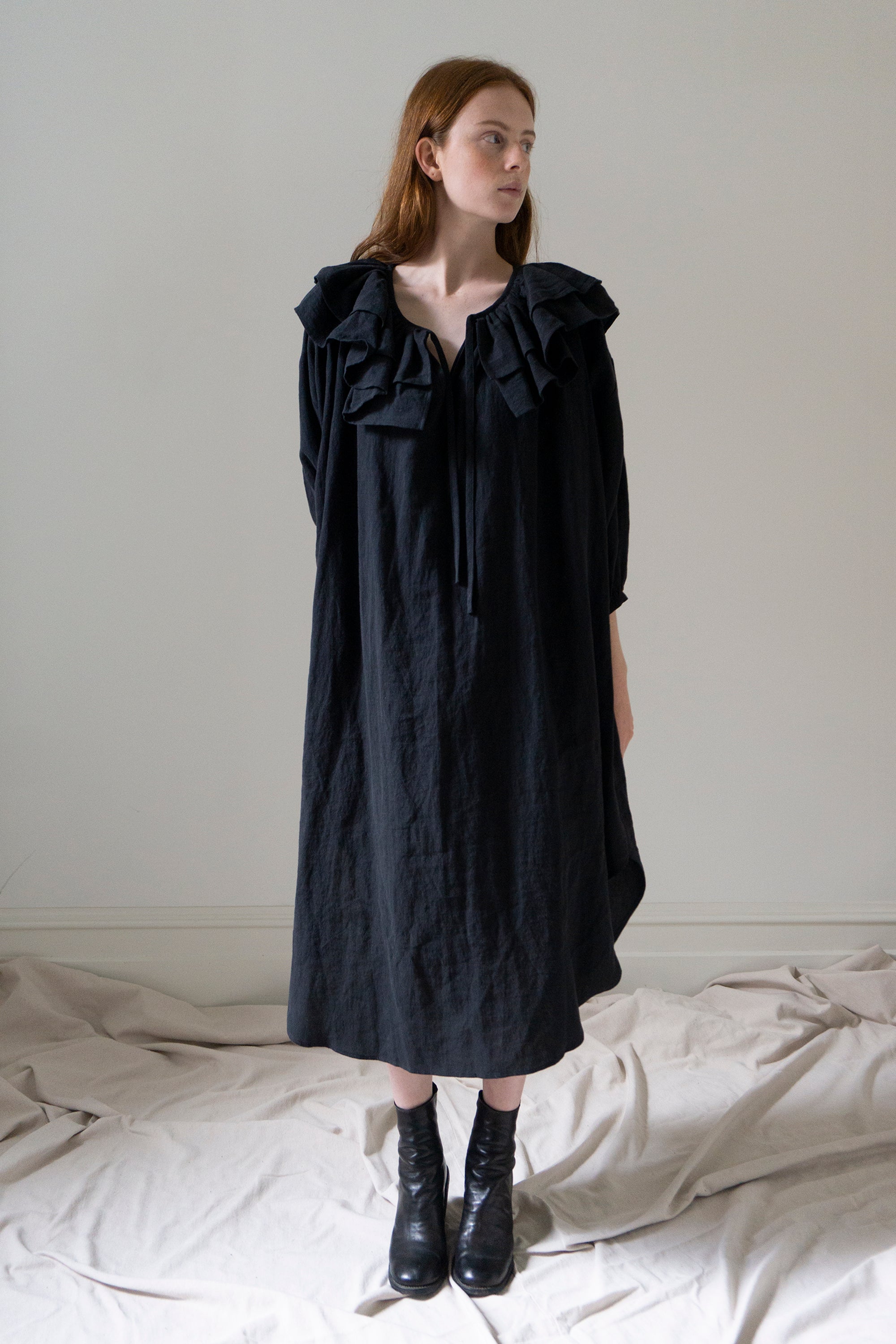 Rosario Linen Dress - Black