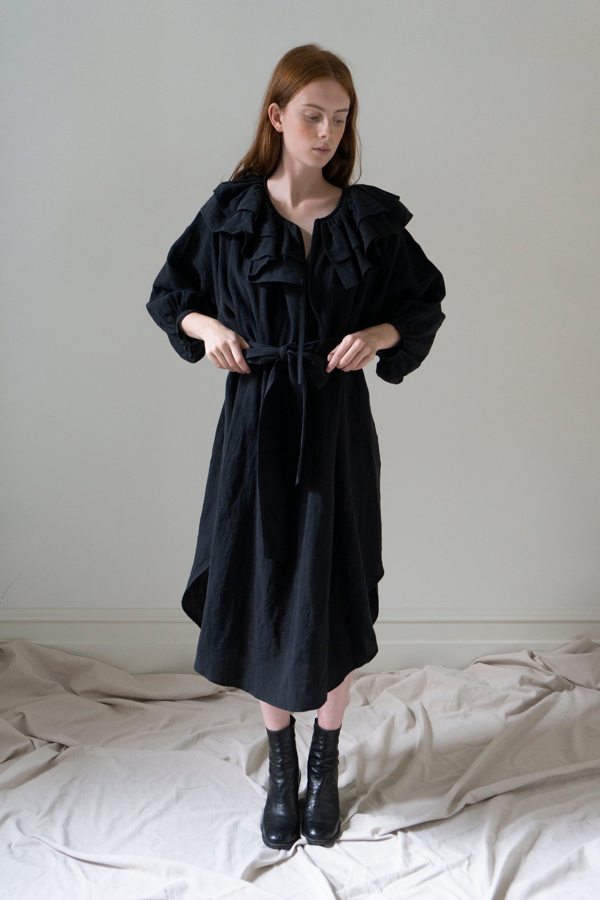 Rosario Linen Dress - Black