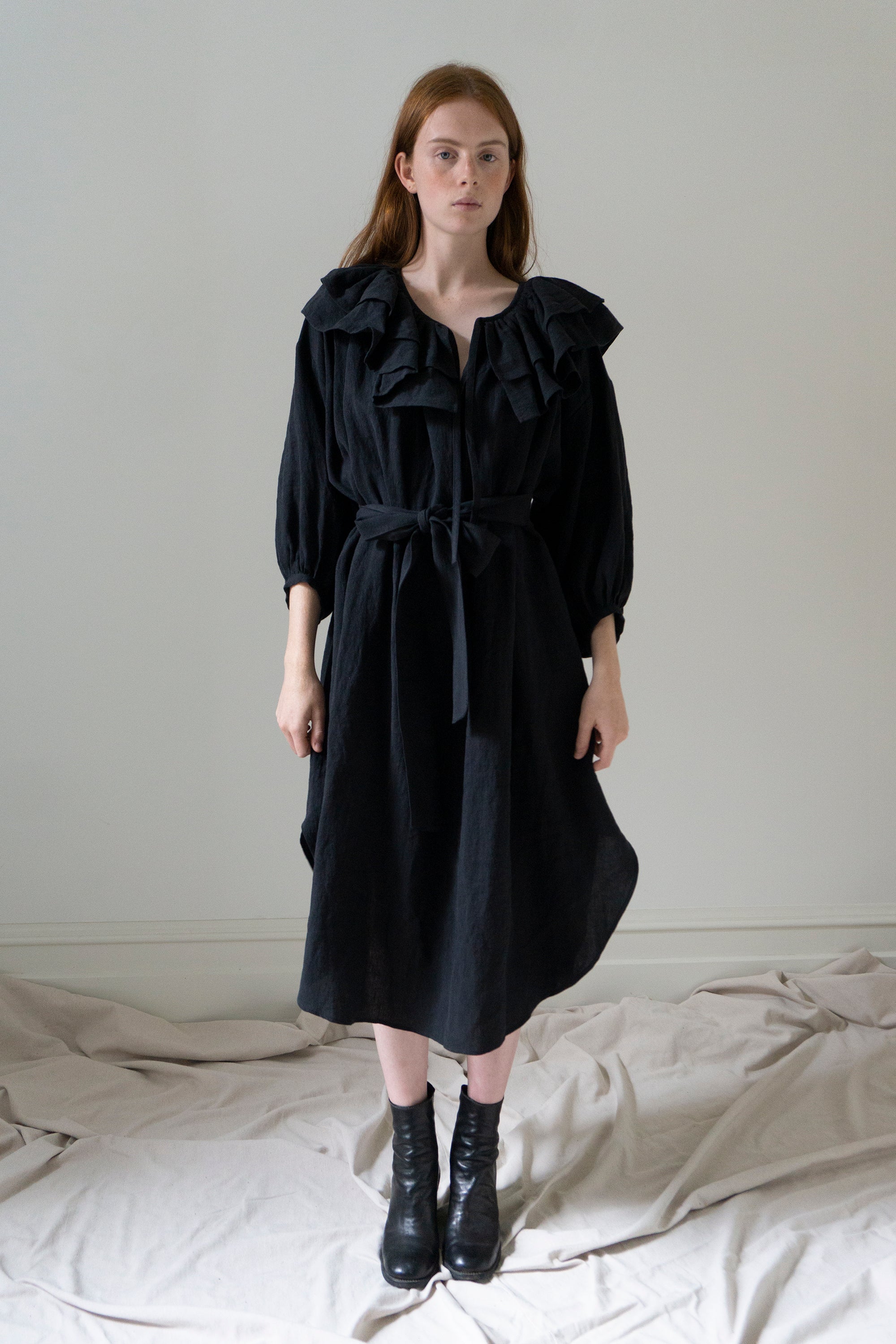 Rosario Linen Dress - Black