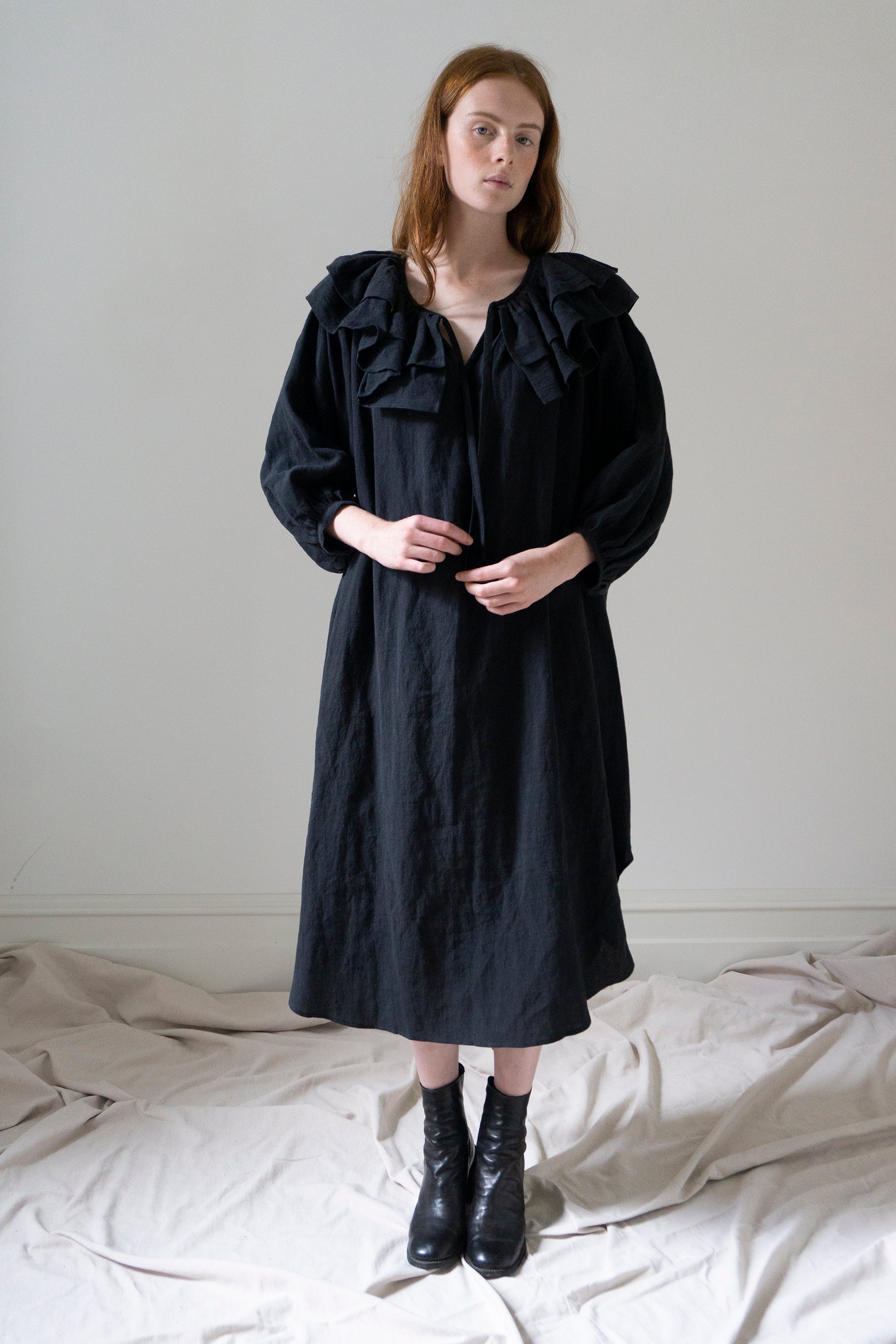 Rosario Linen Dress - Black