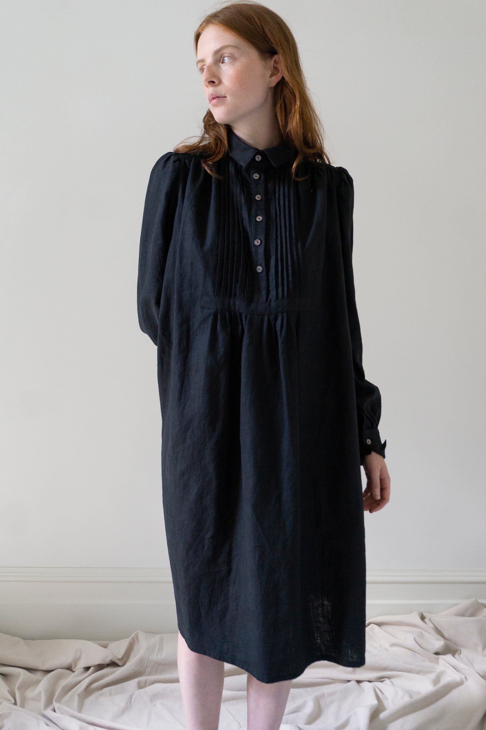 Robe en lin Shelley - Noir