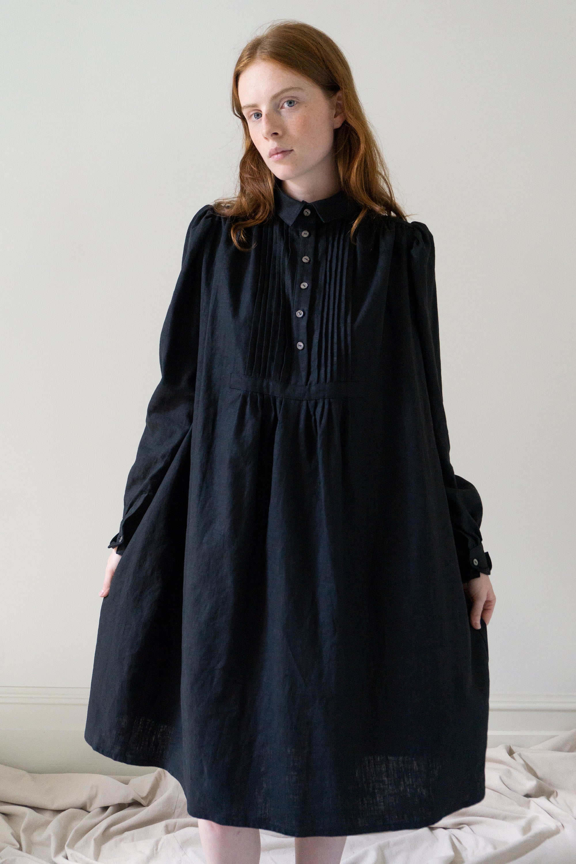 Robe en lin Shelley - Noir