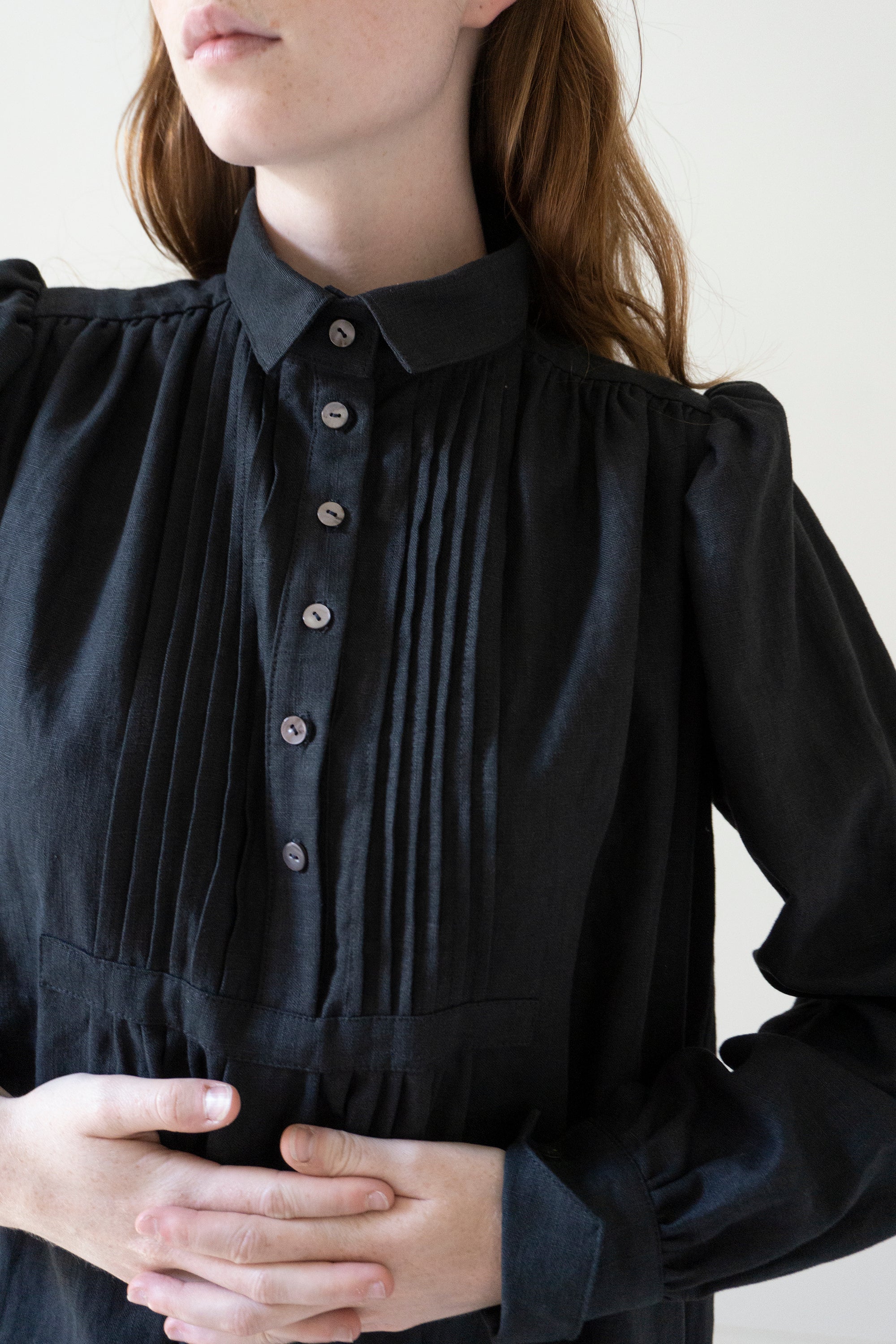 Robe en lin Shelley - Noir