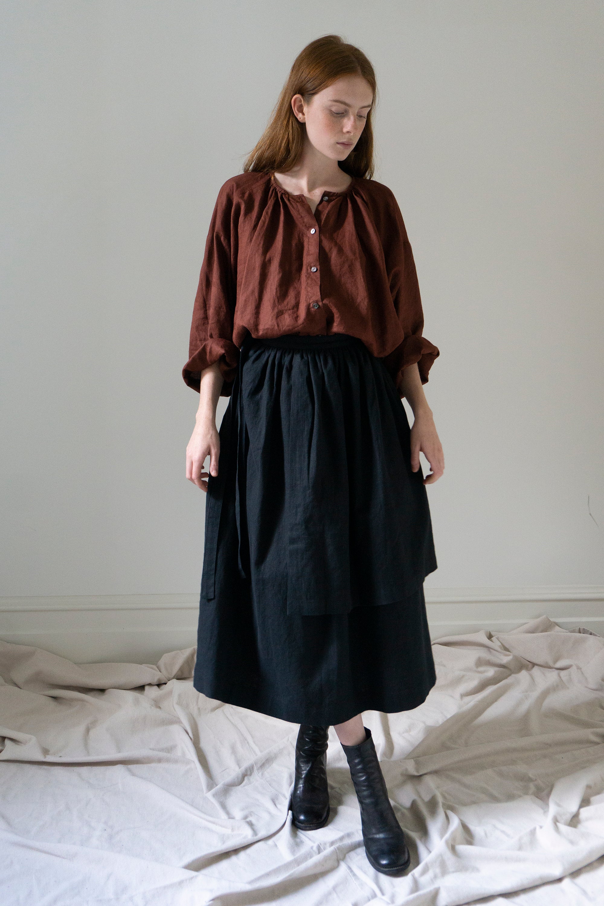 Solange Linen Skirt - Black