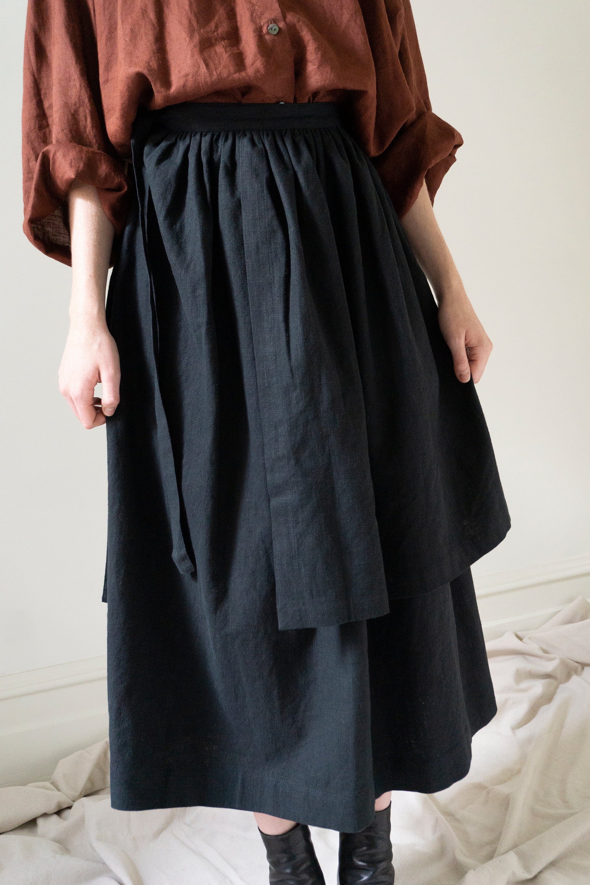 Solange Linen Skirt - Black